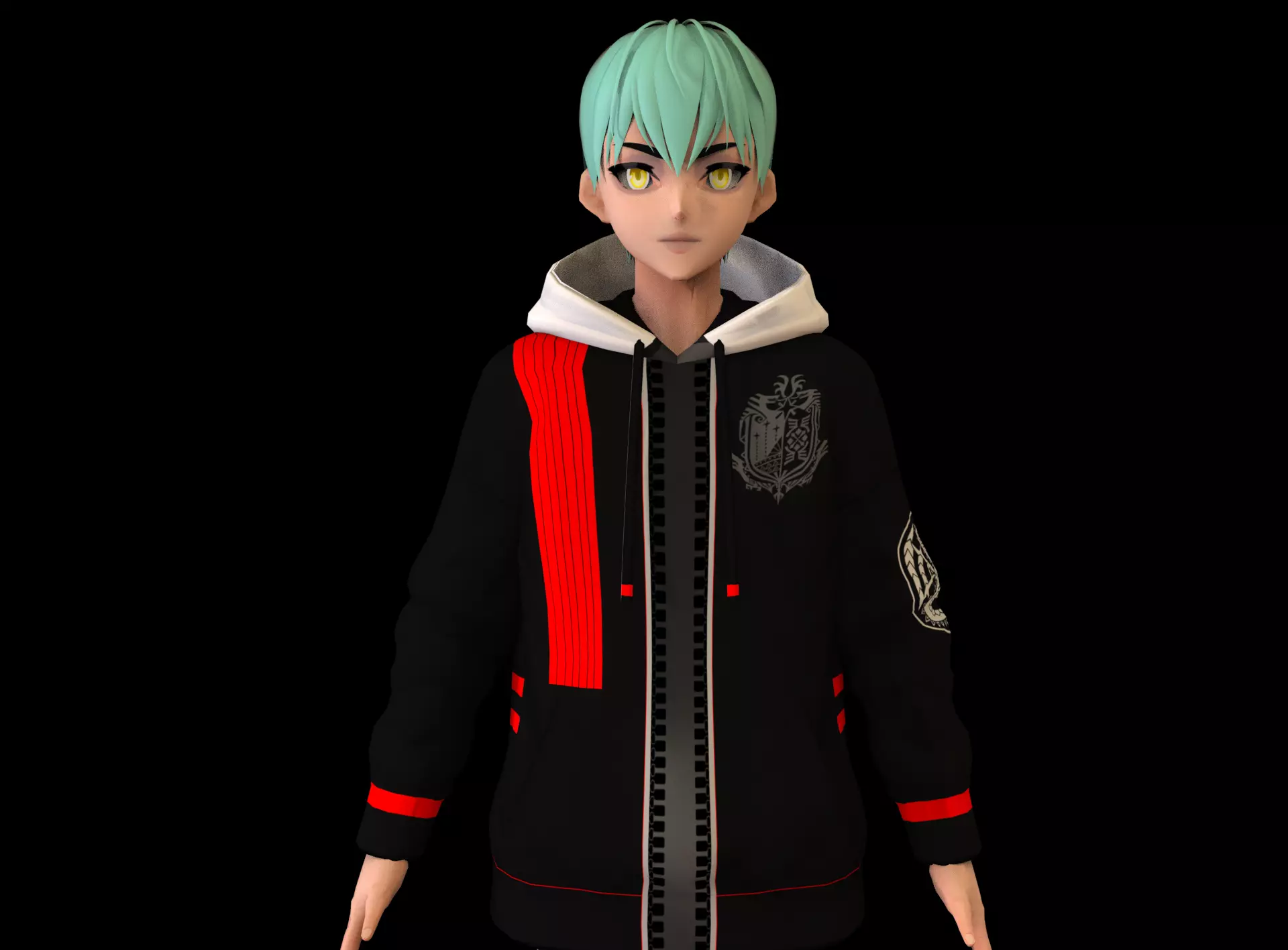 Anime Boy Low Poly Character 14 Low-poly 3D model_0