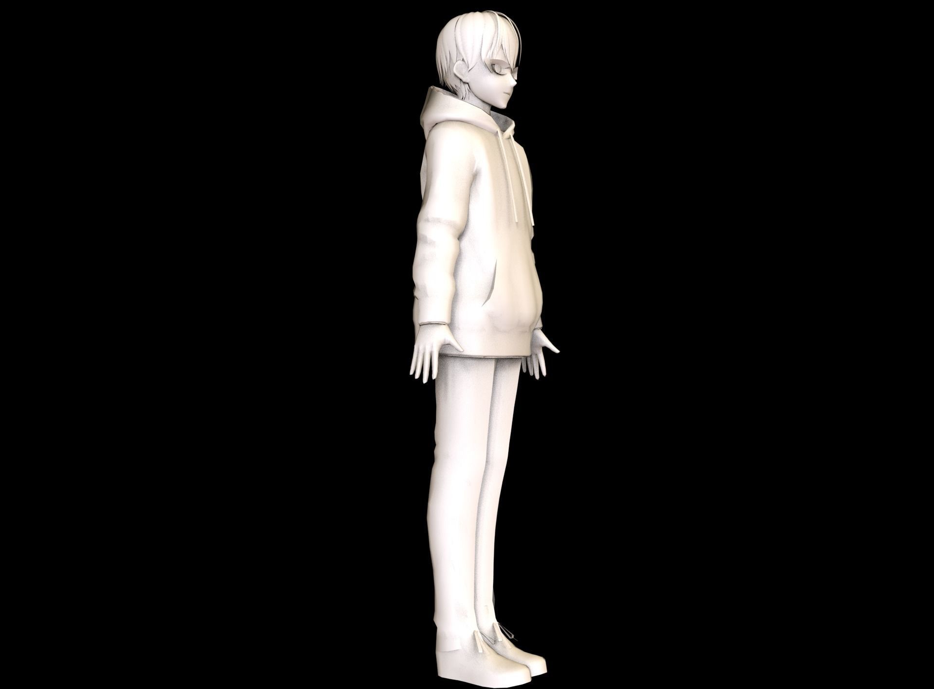 Anime Boy Low Poly Character 14 Low-poly 3D model_8