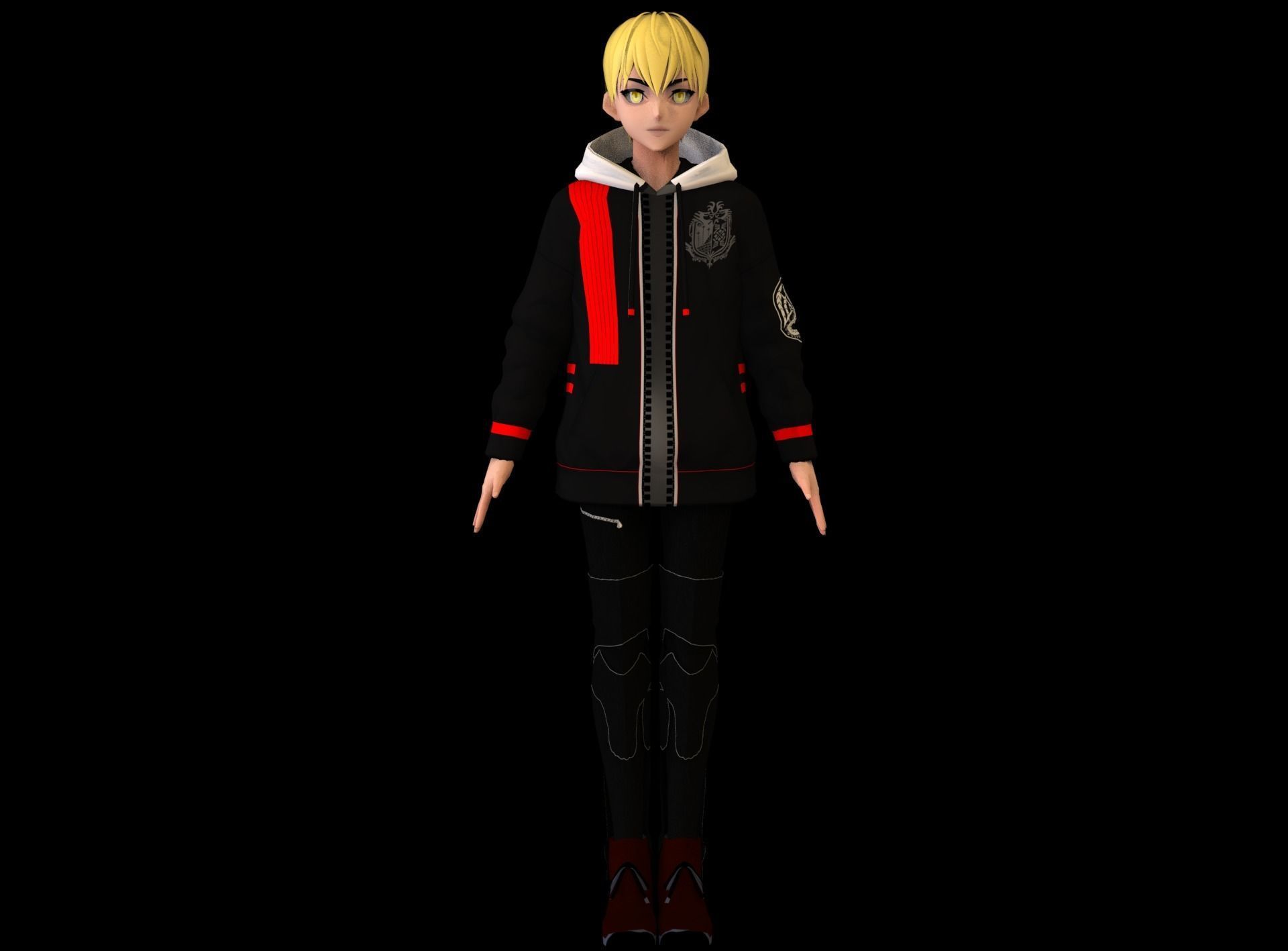 Anime Boy Low Poly Character 14 Low-poly 3D model_2