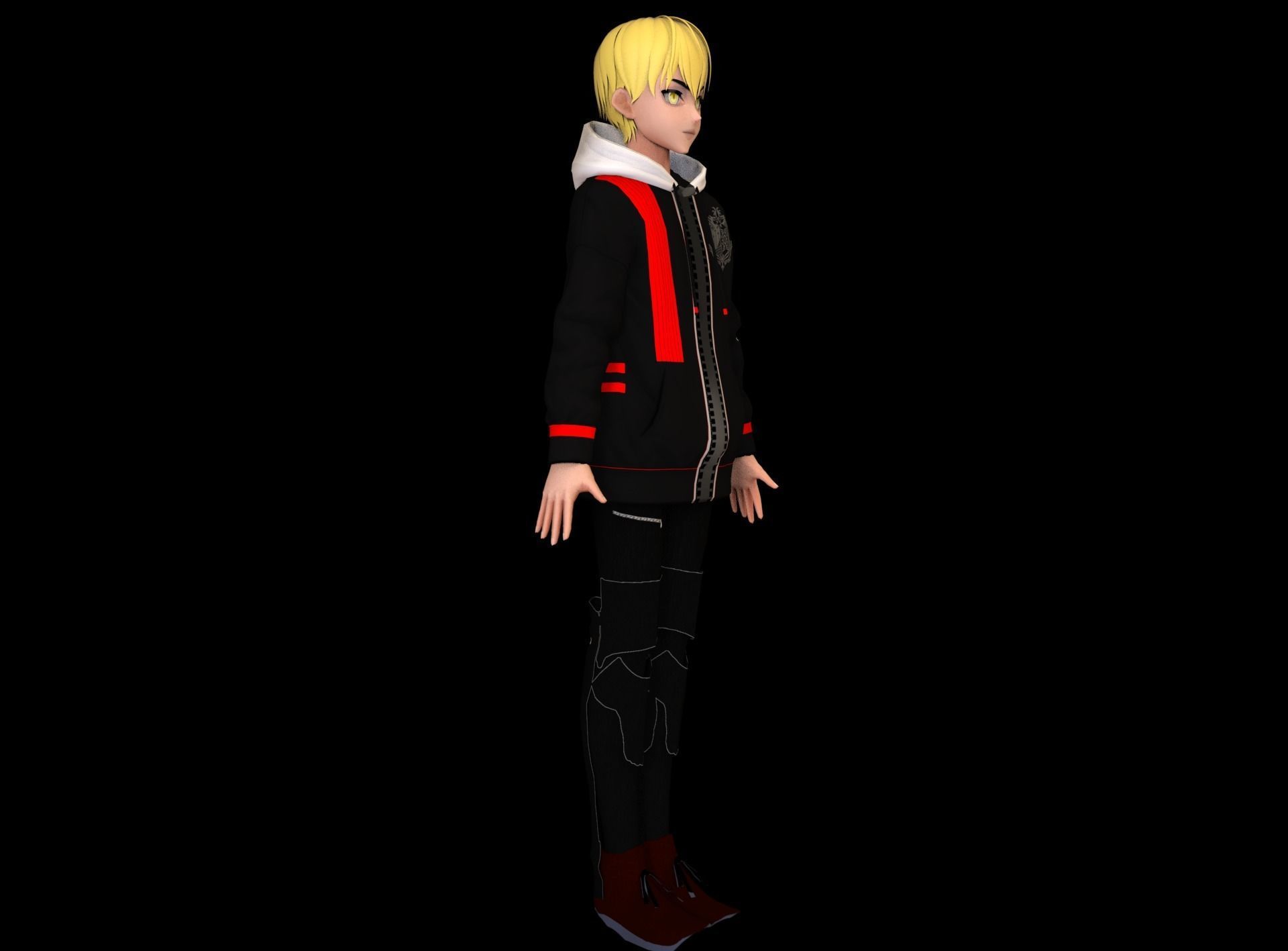Anime Boy Low Poly Character 14 Low-poly 3D model_3