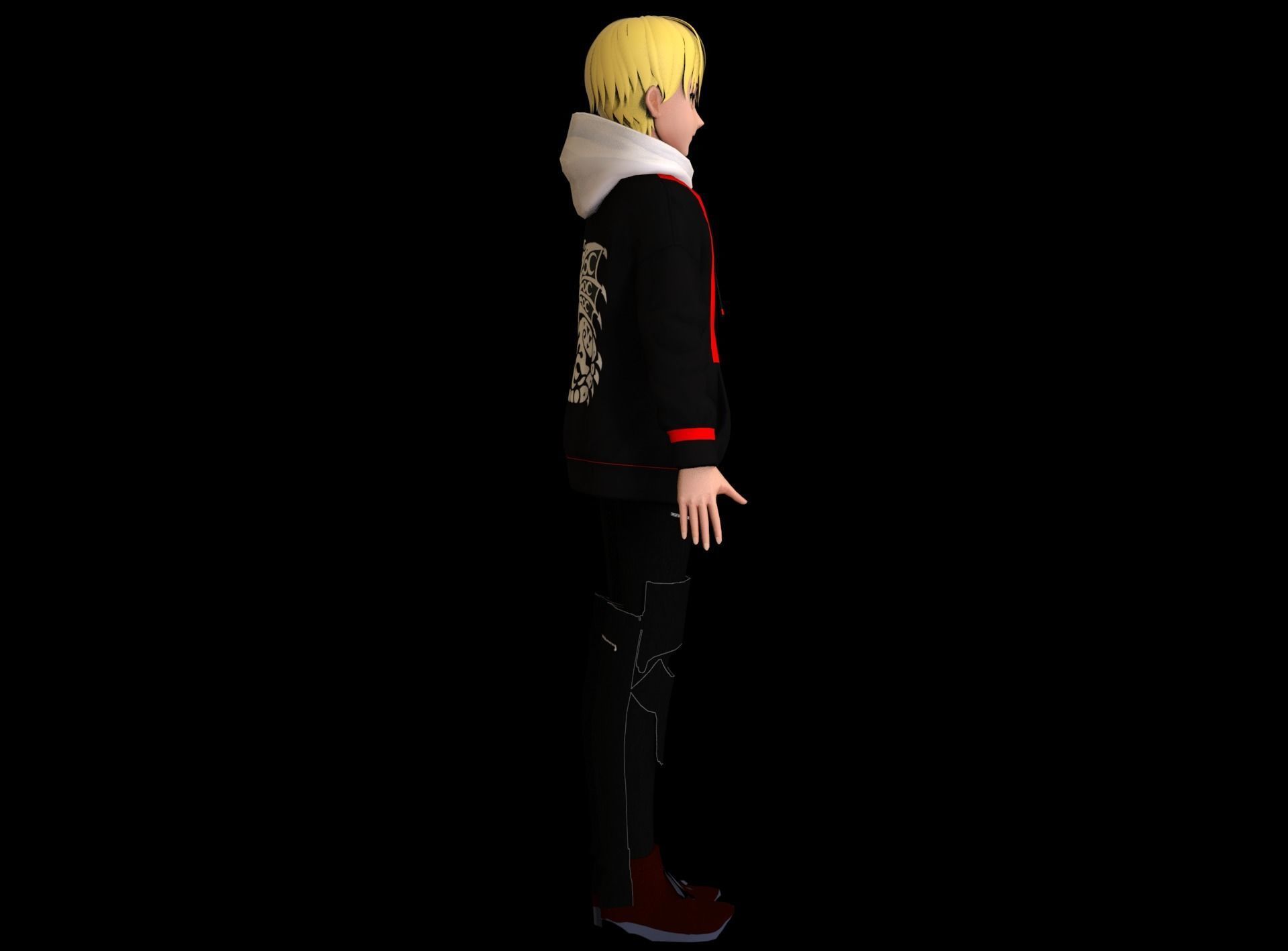 Anime Boy Low Poly Character 14 Low-poly 3D model_4