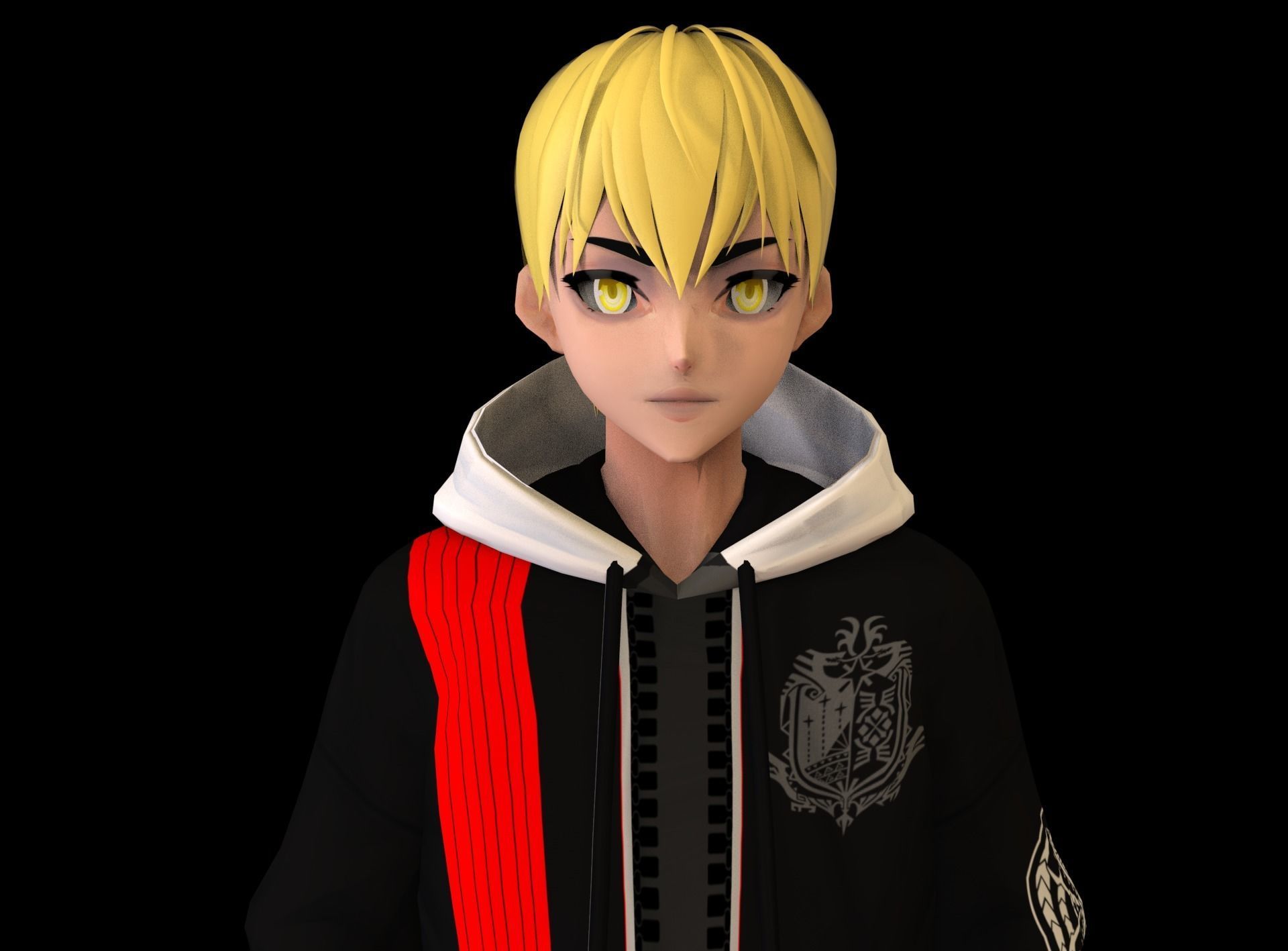Anime Boy Low Poly Character 14 Low-poly 3D model_1