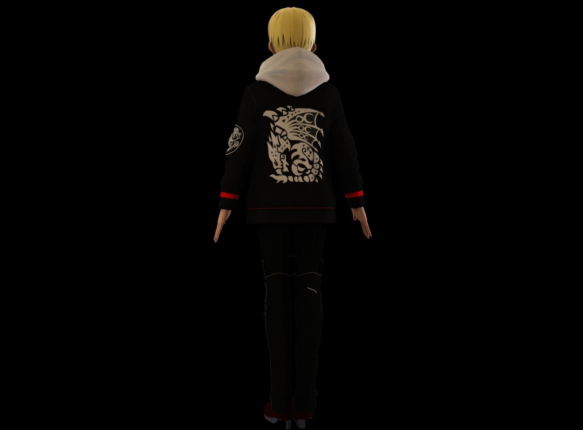 Anime Boy Low Poly Character 14 Low-poly 3D model_5