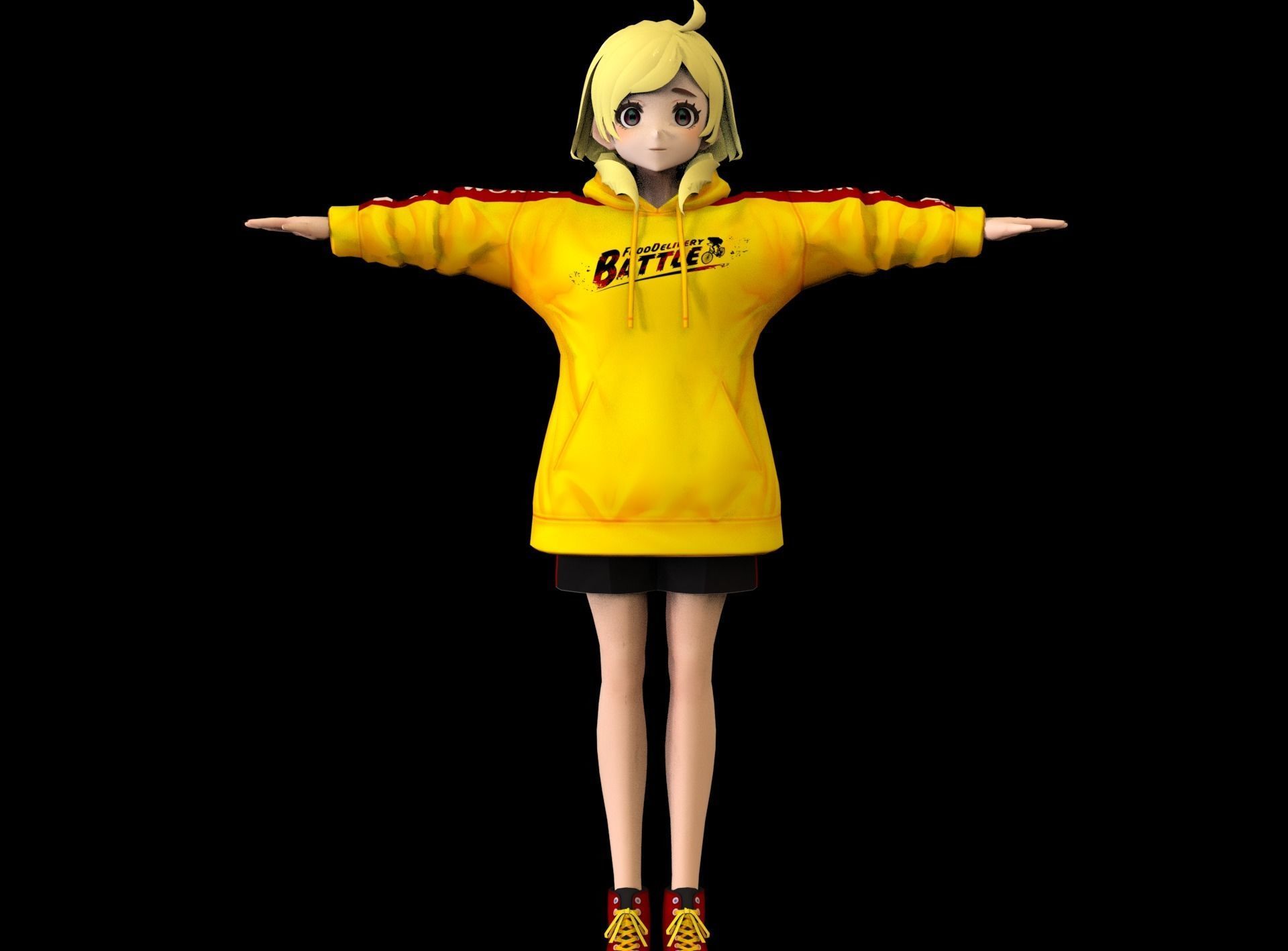 Anime Girl Low Poly Character 15 Low-poly 3D model_3