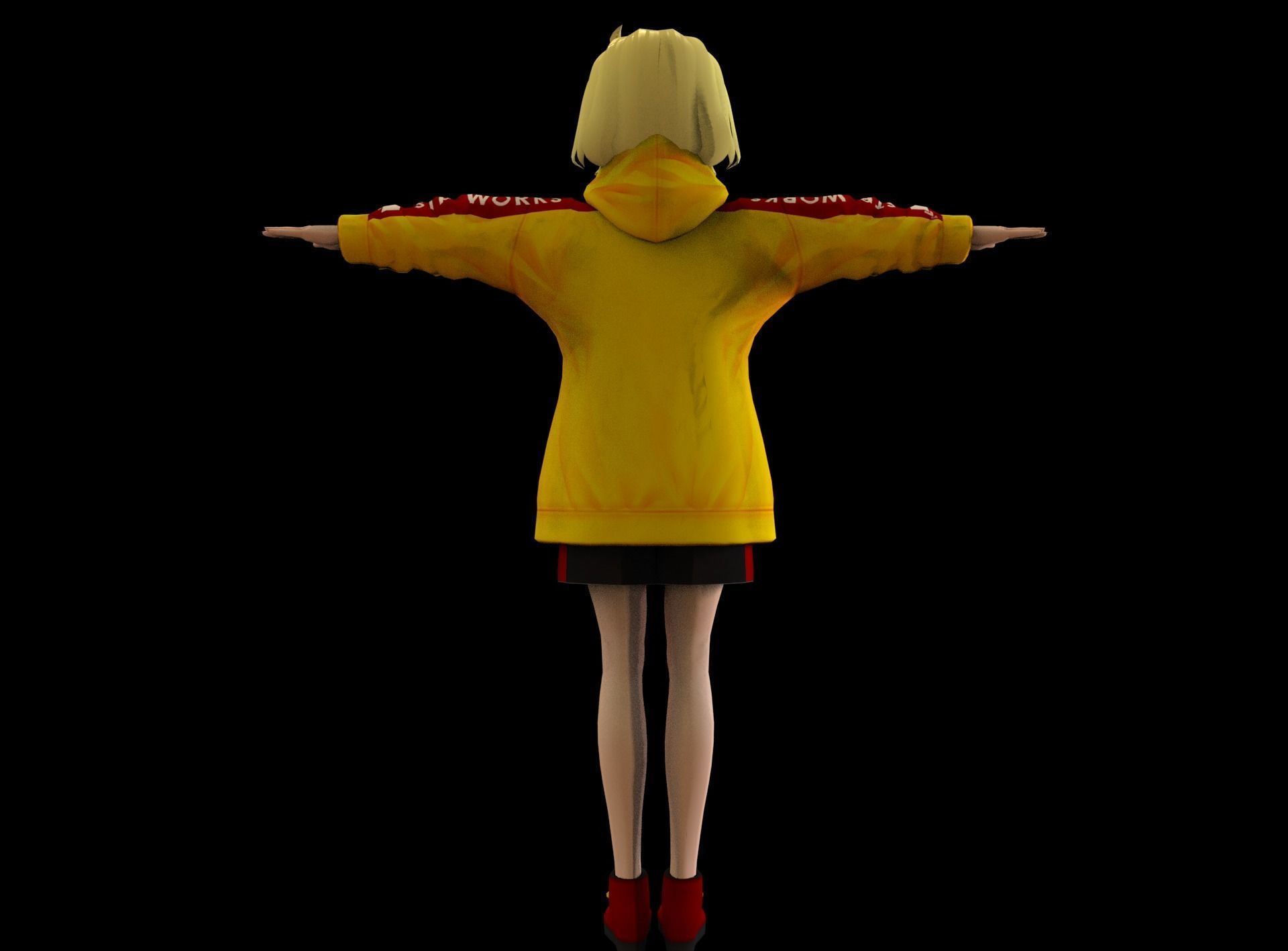 Anime Girl Low Poly Character 15 Low-poly 3D model_7