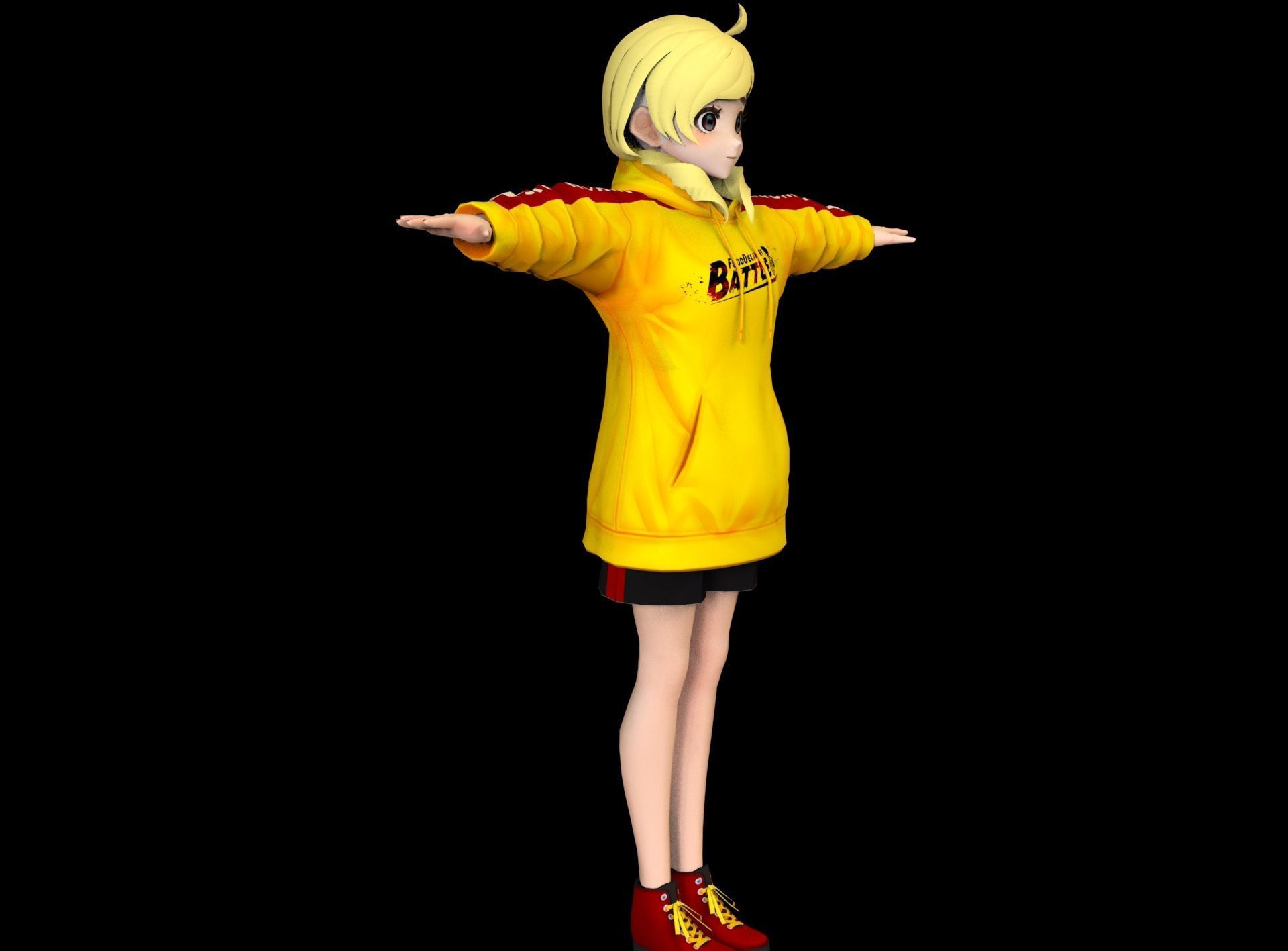 Anime Girl Low Poly Character 15 Low-poly 3D model_6