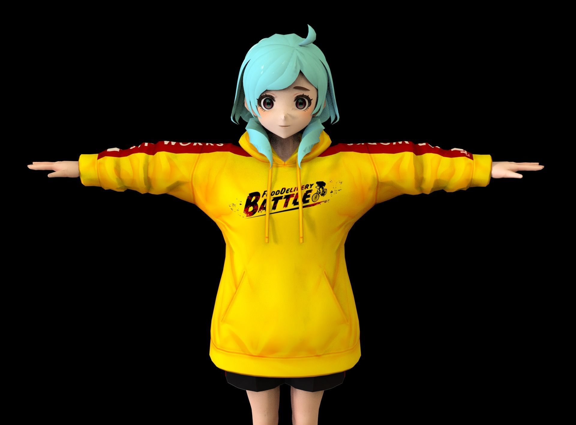 Anime Girl Low Poly Character 15 Low-poly 3D model_1