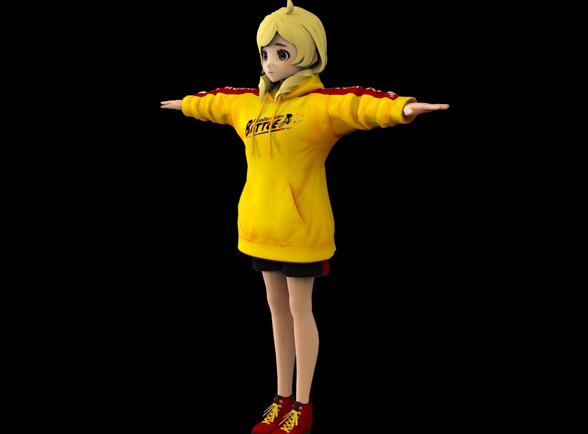 Anime Girl Low Poly Character 15 Low-poly 3D model_5