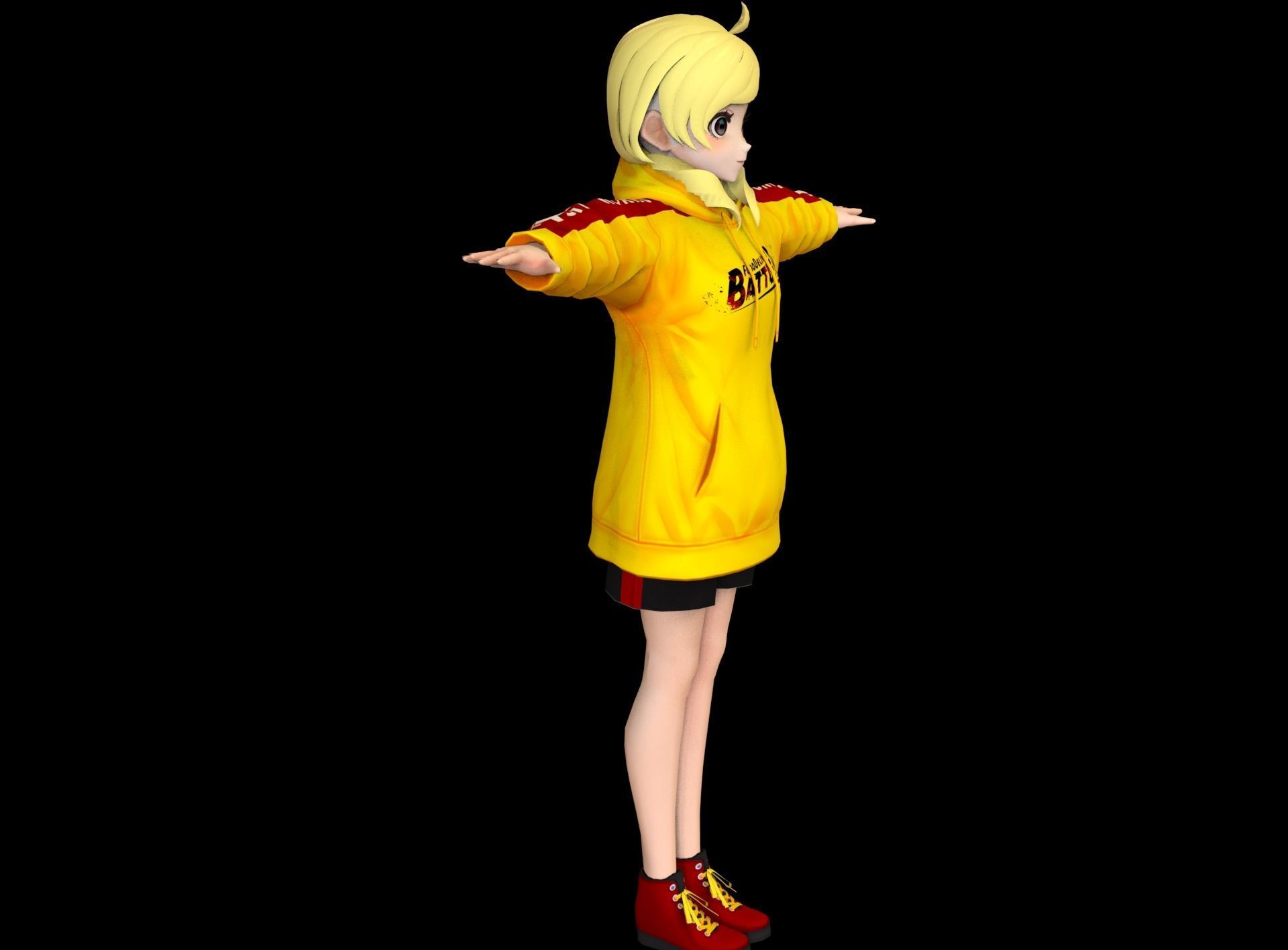 Anime Girl Low Poly Character 15 Low-poly 3D model_4