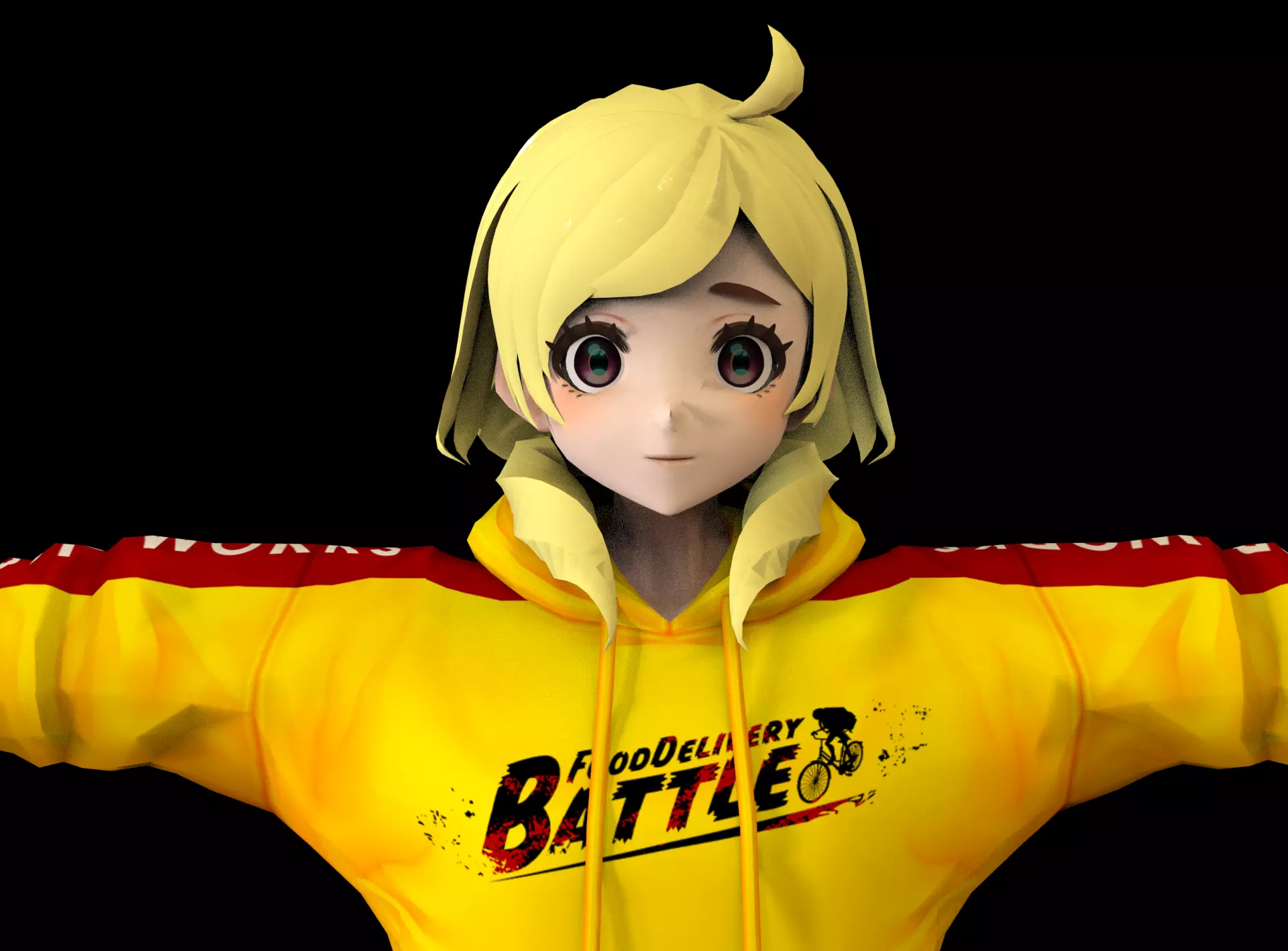 Anime Girl Low Poly Character 15 Low-poly 3D model_0