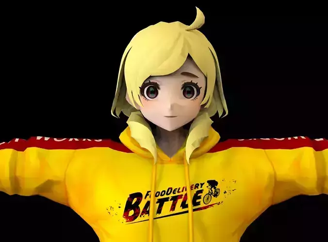 Anime Girl Low Poly Character 15 Low-poly 3D model