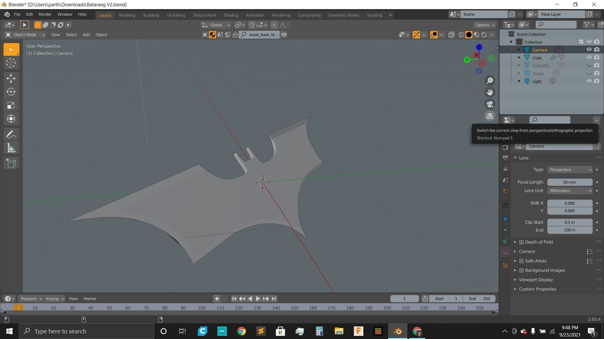 Batarang OG Low-poly 3D model_8