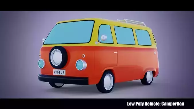 Low Poly Vehicle -  Campervan Low-poly 3D model