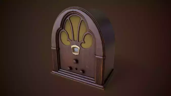 Old vintage radio 1930s Low-poly 3D model