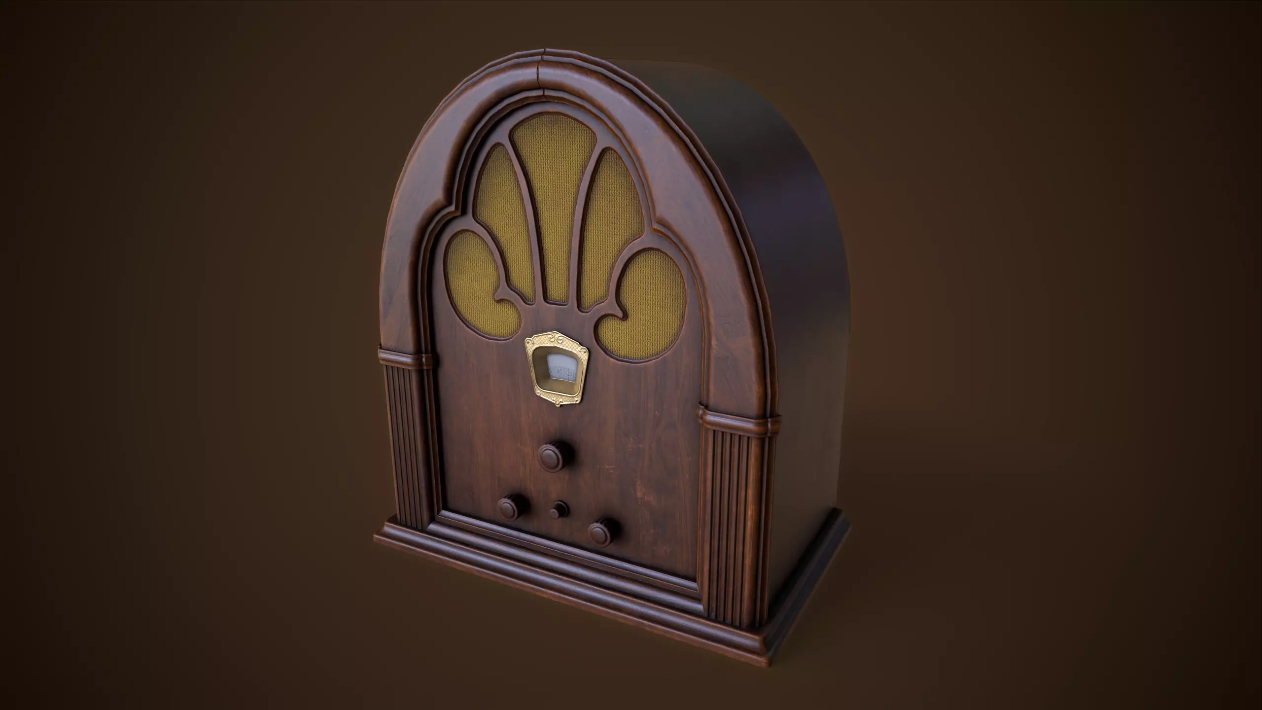 Old vintage radio 1930s Low-poly 3D model
