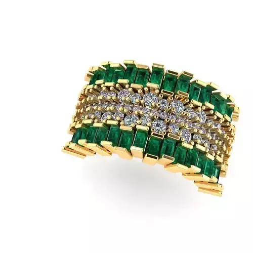 earring emerald and diamond ring 3D print model
