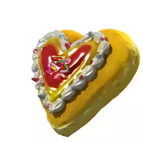 053 Donut heart bun red Scan 3D model with UV map