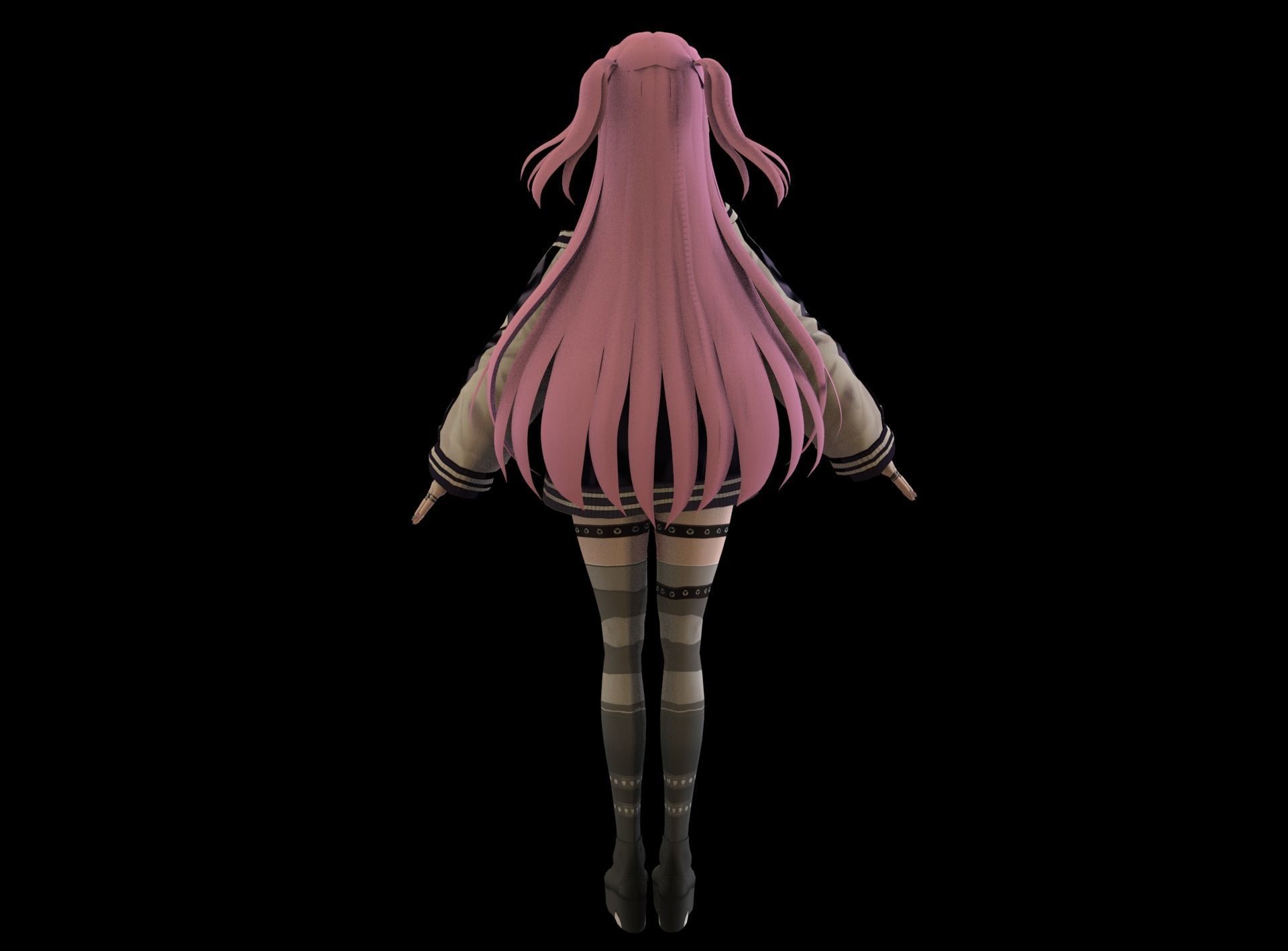 Anime Girl Low Poly Character 16 Low-poly 3D model_4