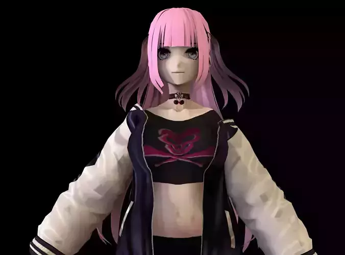 Anime Girl Low Poly Character 16 Low-poly 3D model