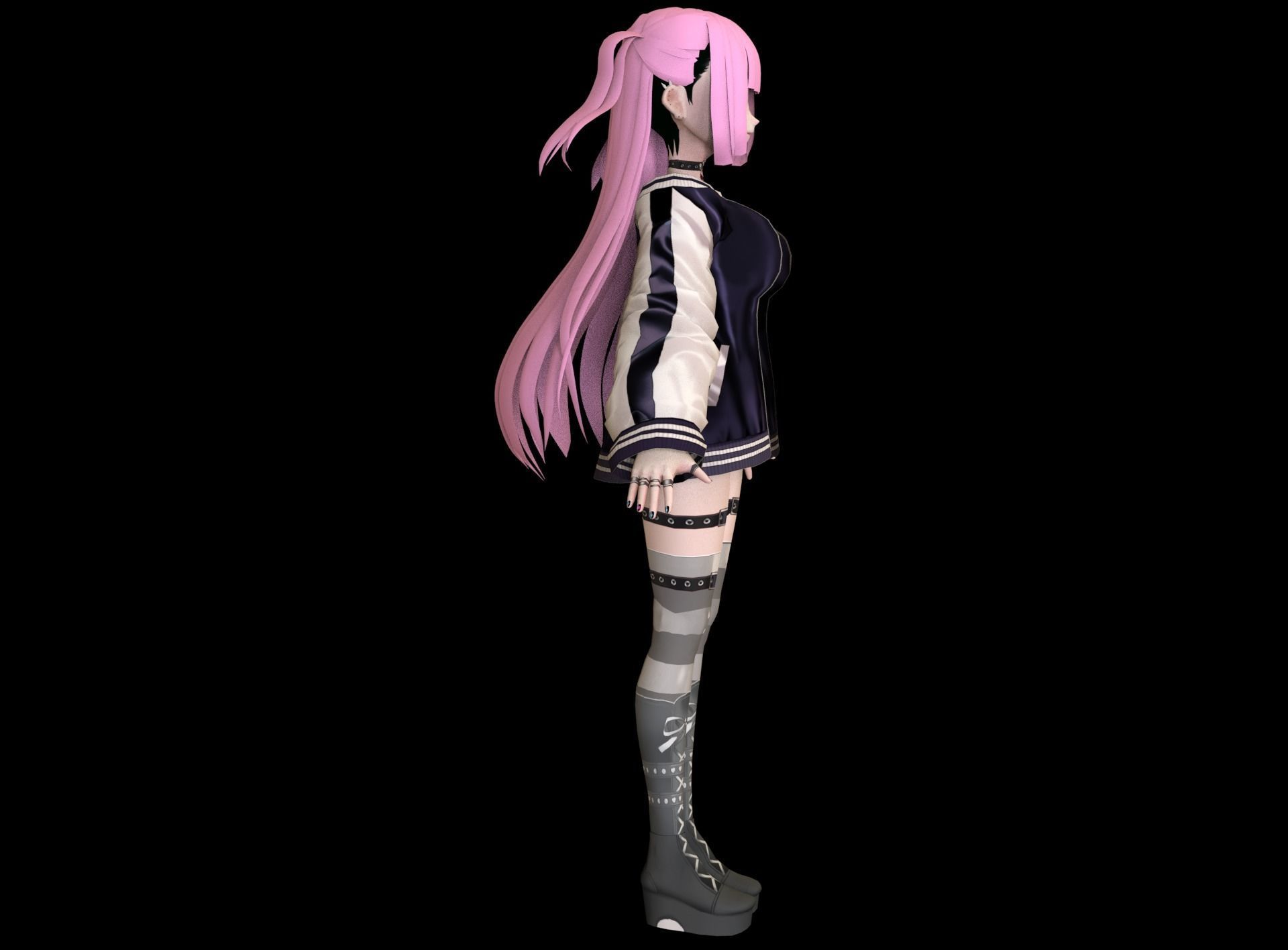 Anime Girl Low Poly Character 16 Low-poly 3D model_3