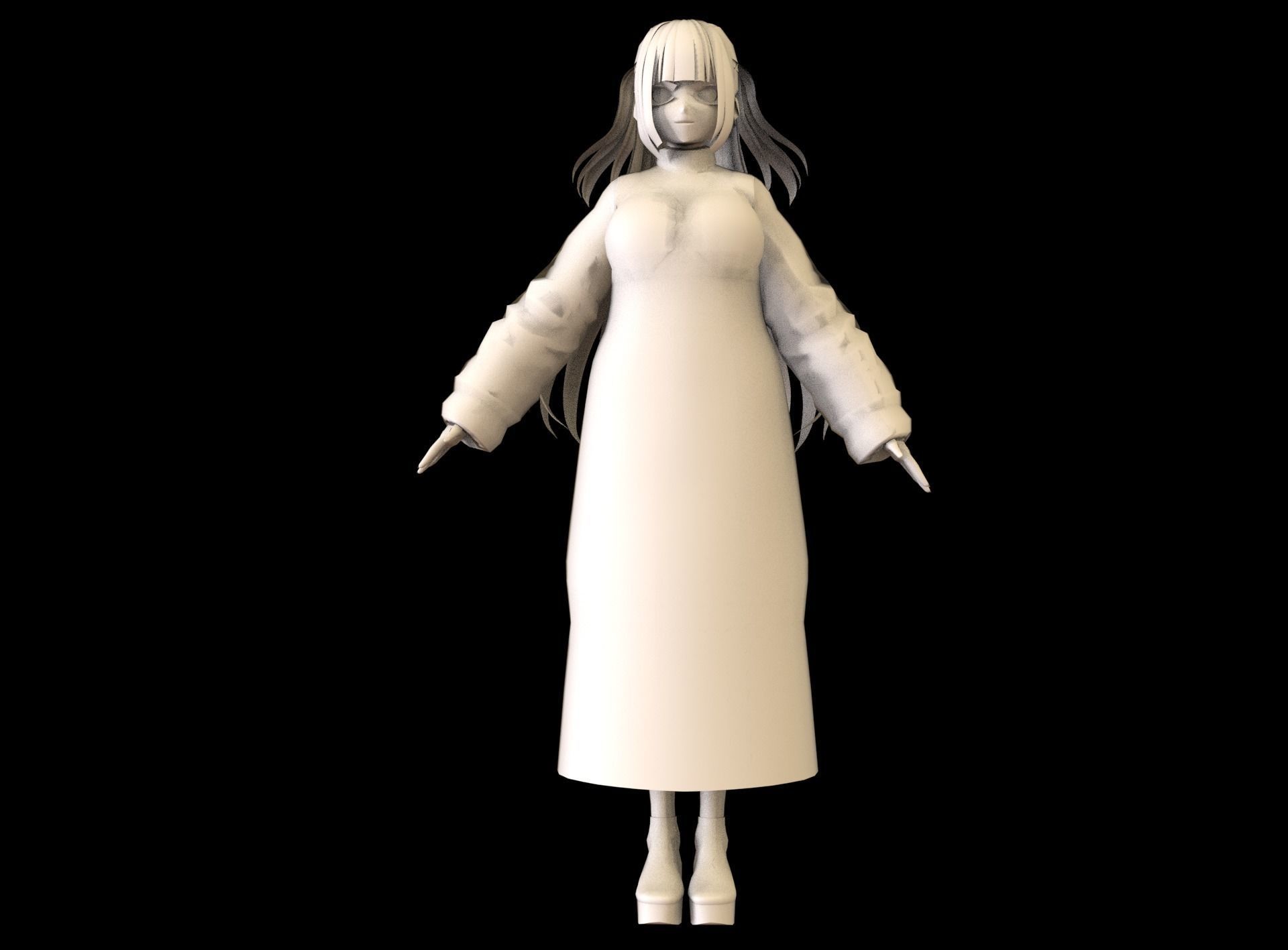 Anime Girl Low Poly Character 16 Low-poly 3D model_6