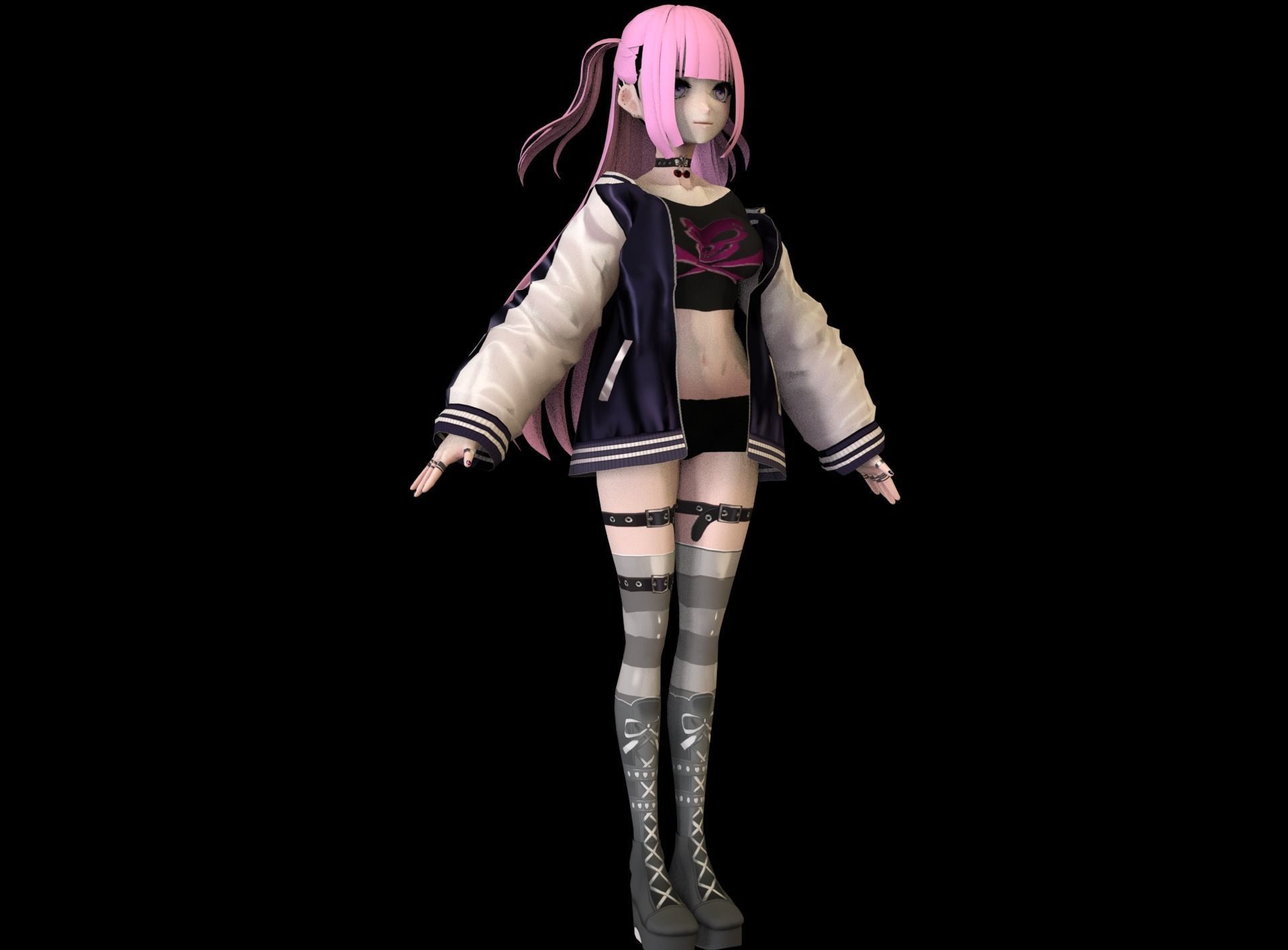 Anime Girl Low Poly Character 16 Low-poly 3D model_2