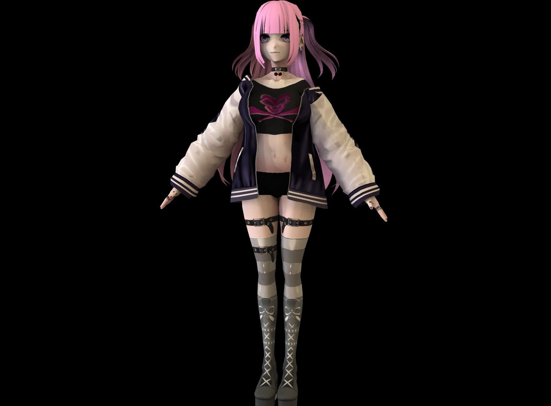 Anime Girl Low Poly Character 16 Low-poly 3D model_1