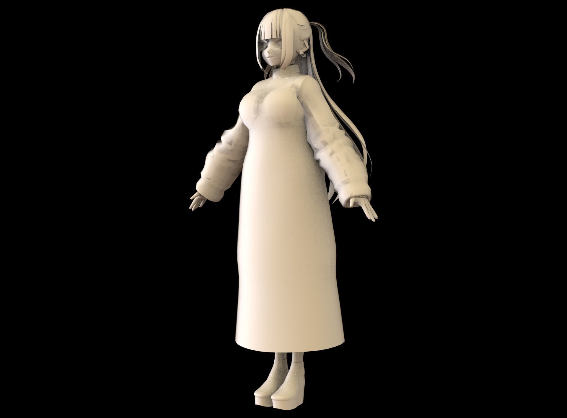 Anime Girl Low Poly Character 16 Low-poly 3D model_9