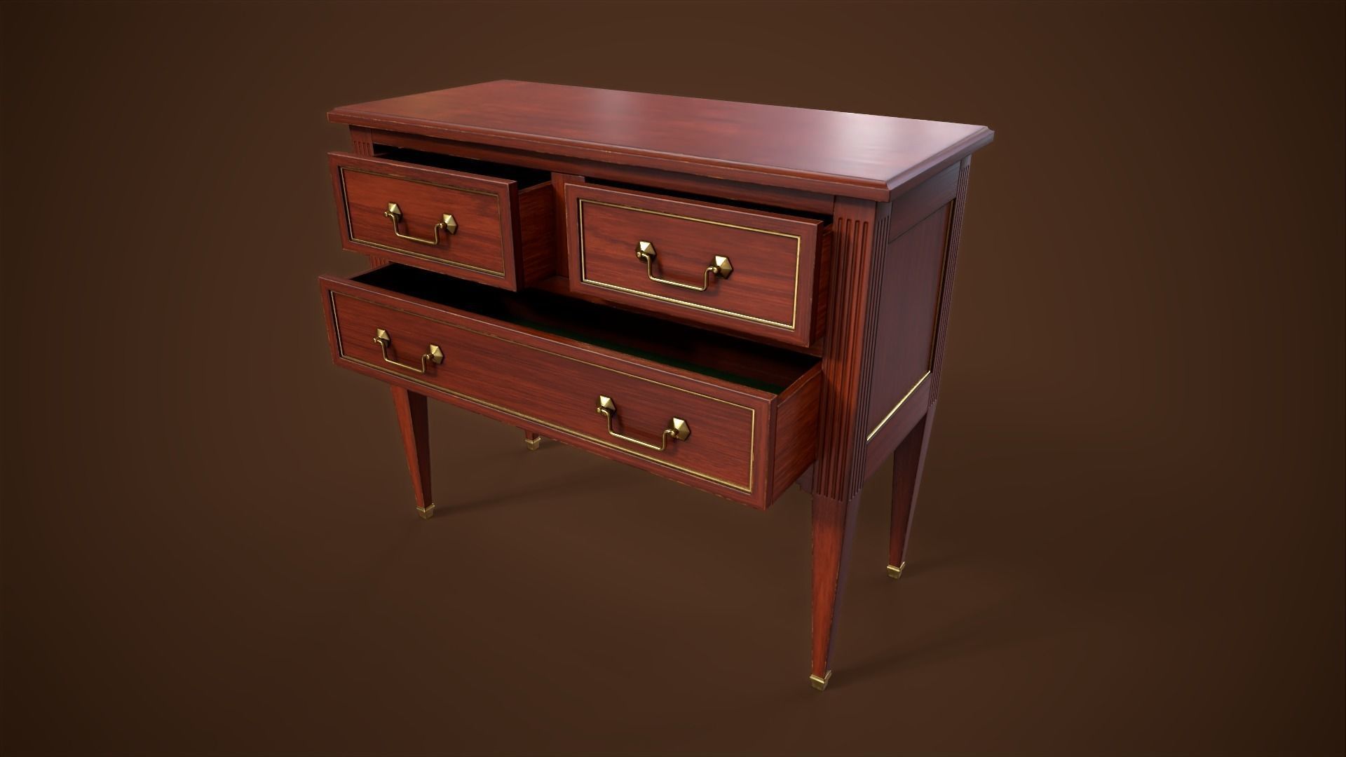 Dresser Low-poly 3D model_1
