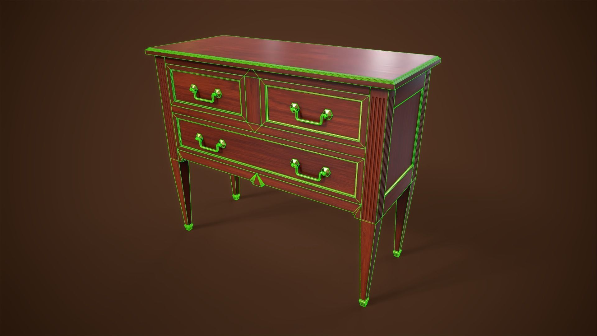 Dresser Low-poly 3D model_3