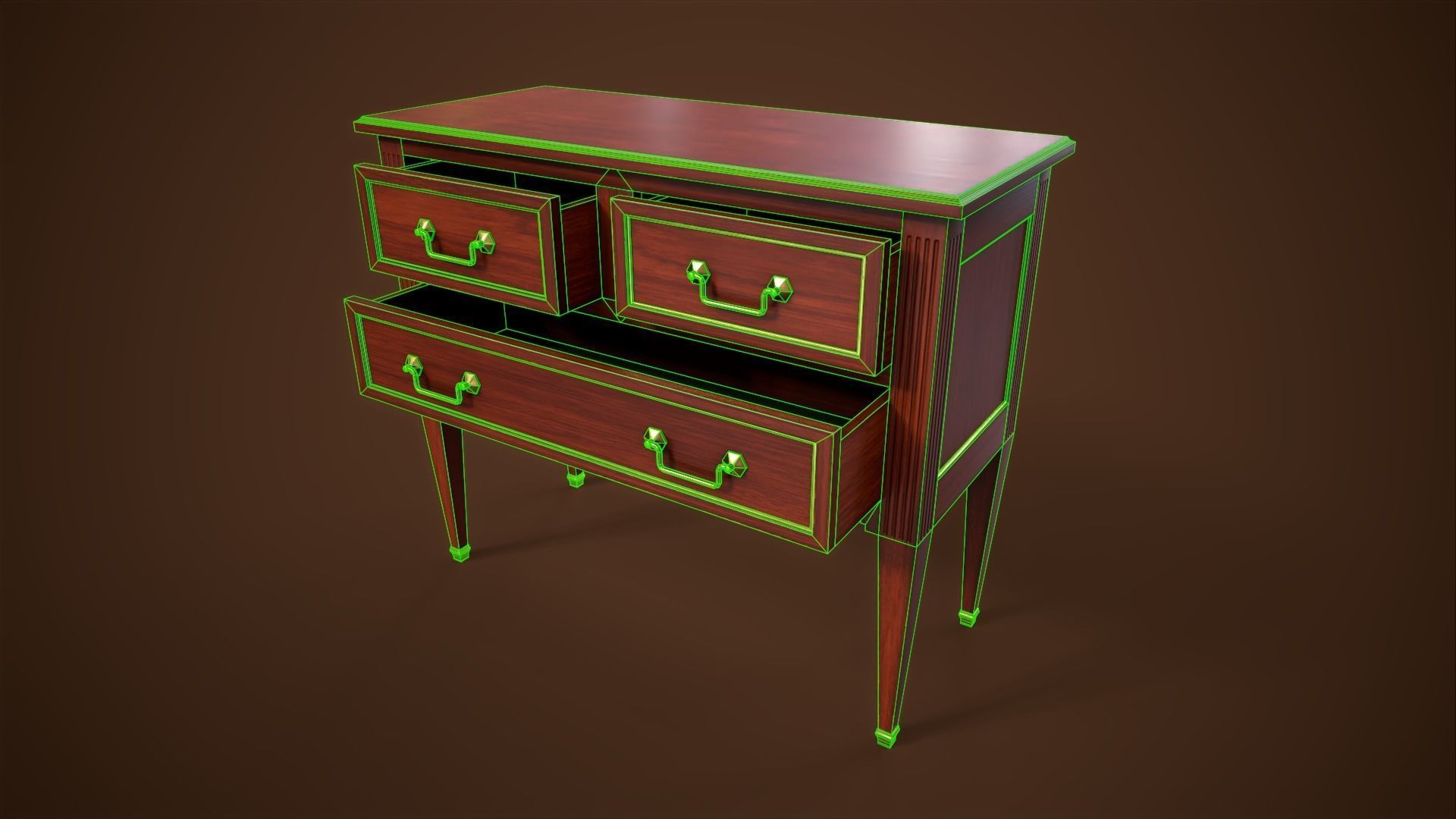 Dresser Low-poly 3D model_4
