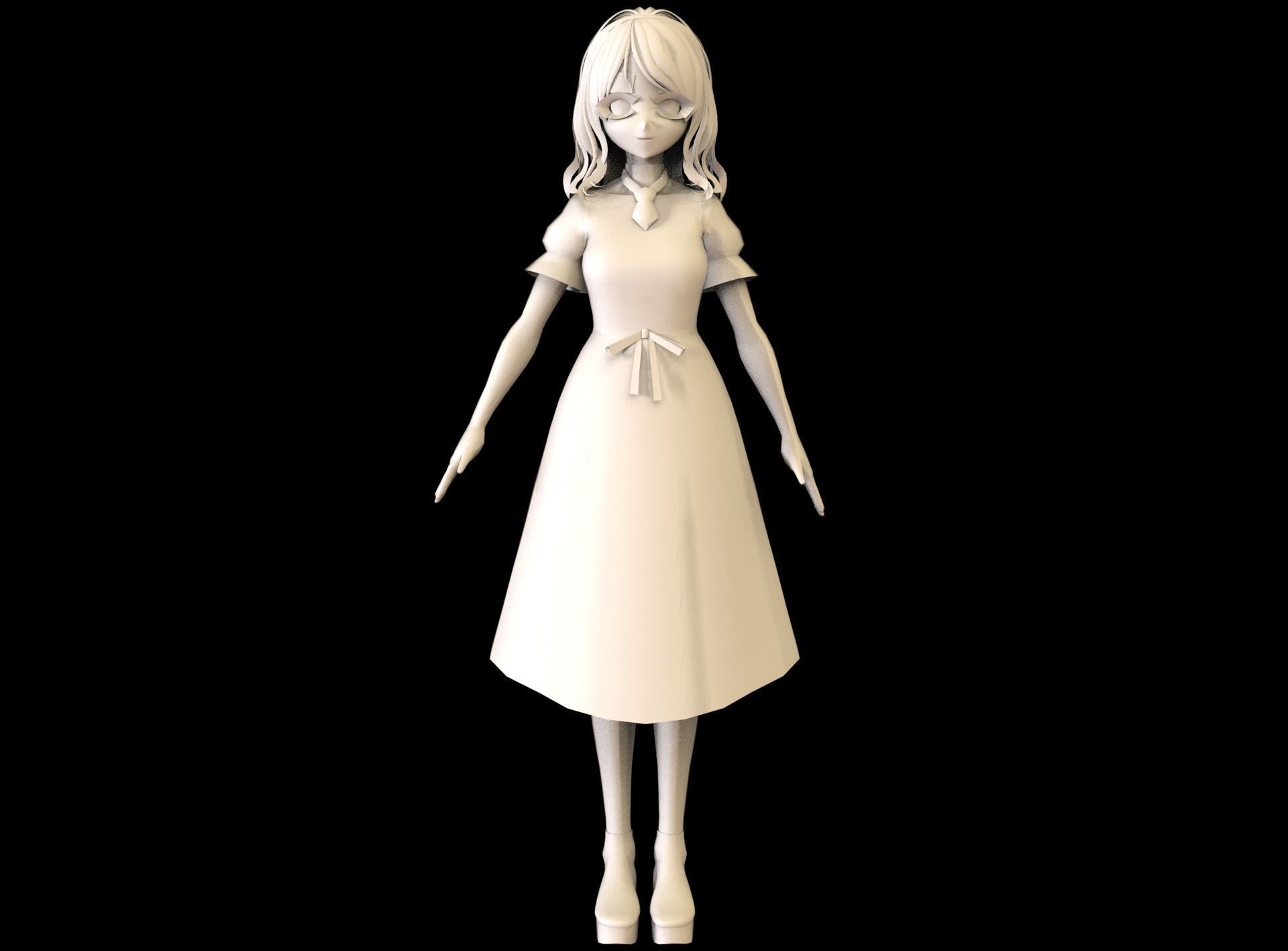Anime Girl Low Poly Character 17 Low-poly 3D model_7