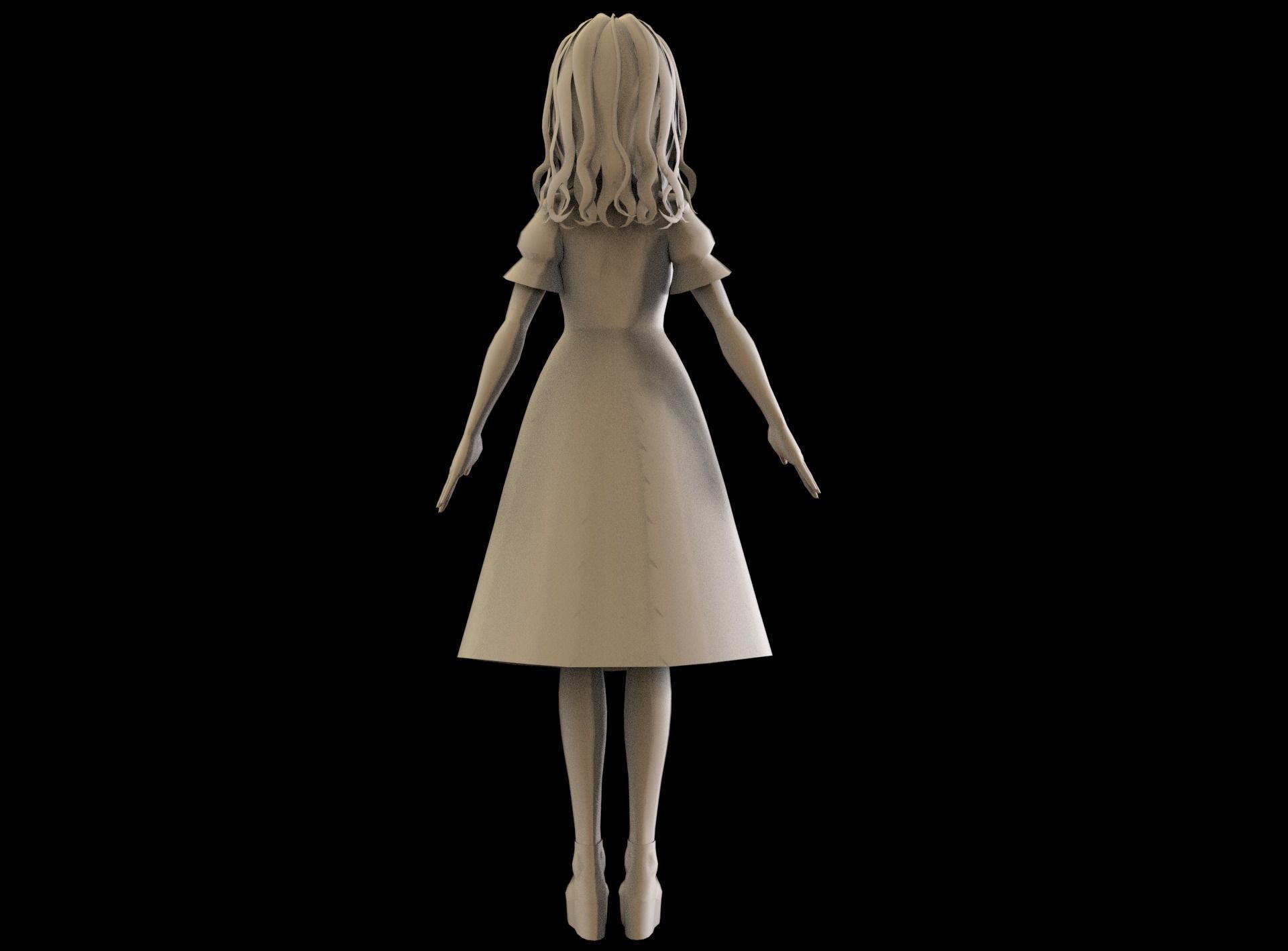Anime Girl Low Poly Character 17 Low-poly 3D model_9