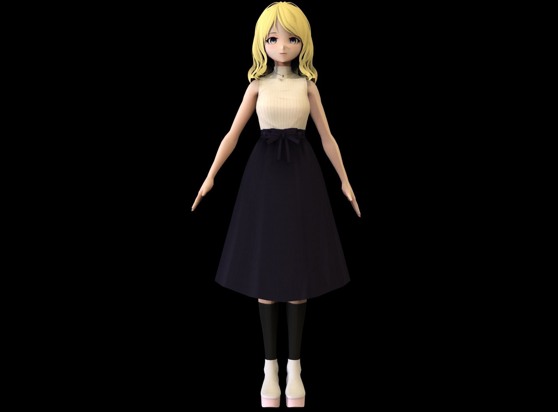 Anime Girl Low Poly Character 17 Low-poly 3D model_2