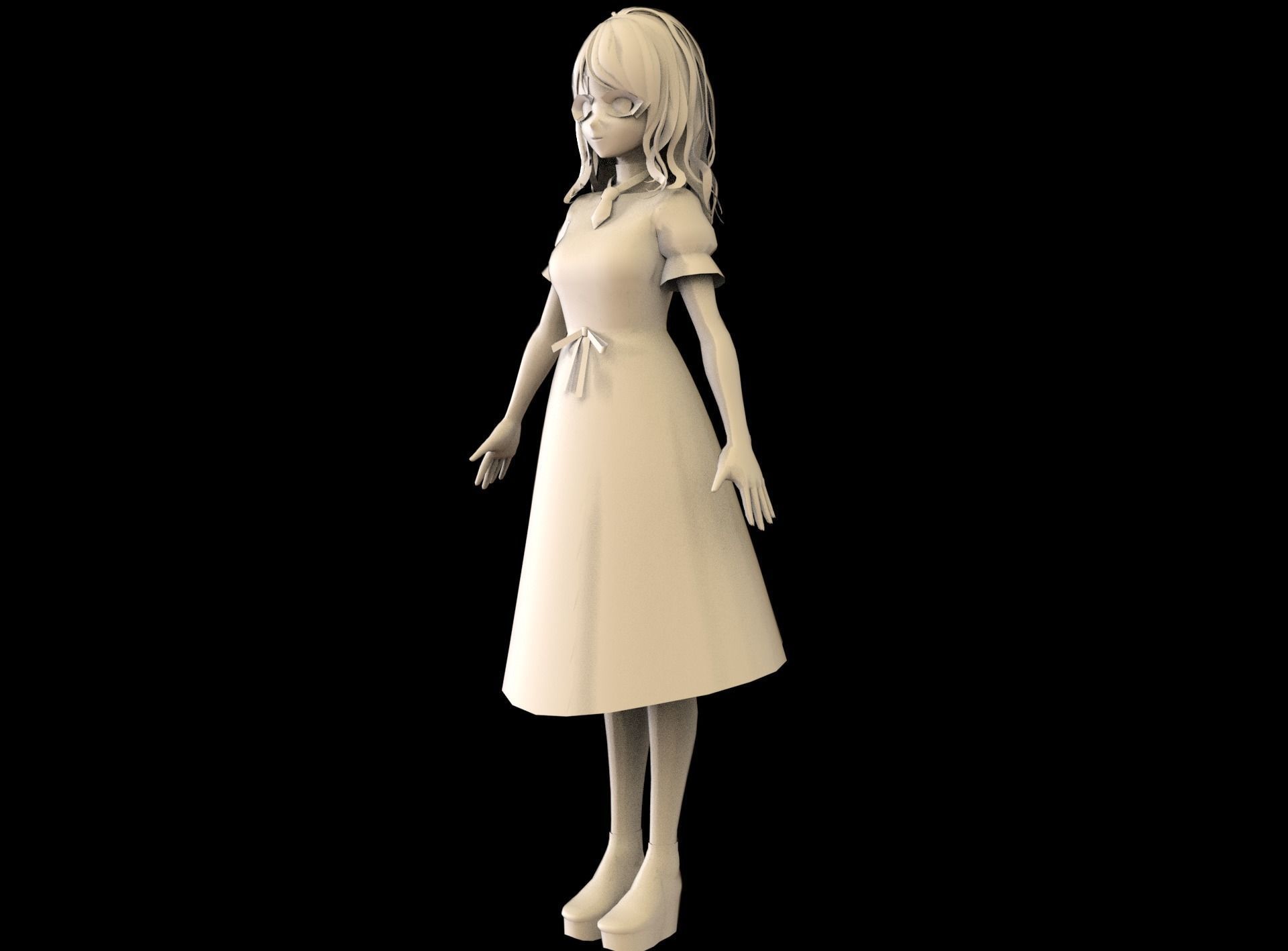 Anime Girl Low Poly Character 17 Low-poly 3D model_10