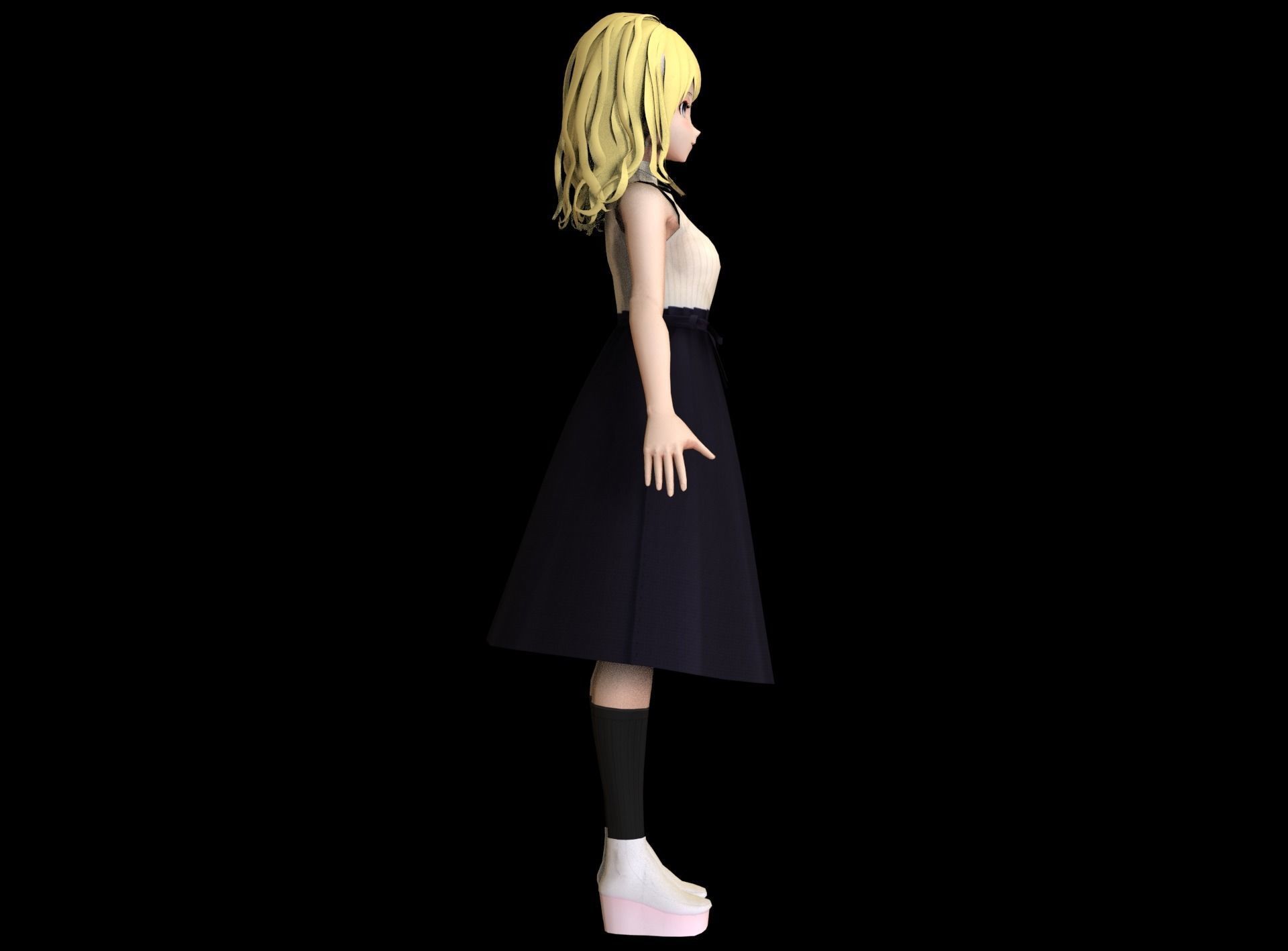 Anime Girl Low Poly Character 17 Low-poly 3D model_4