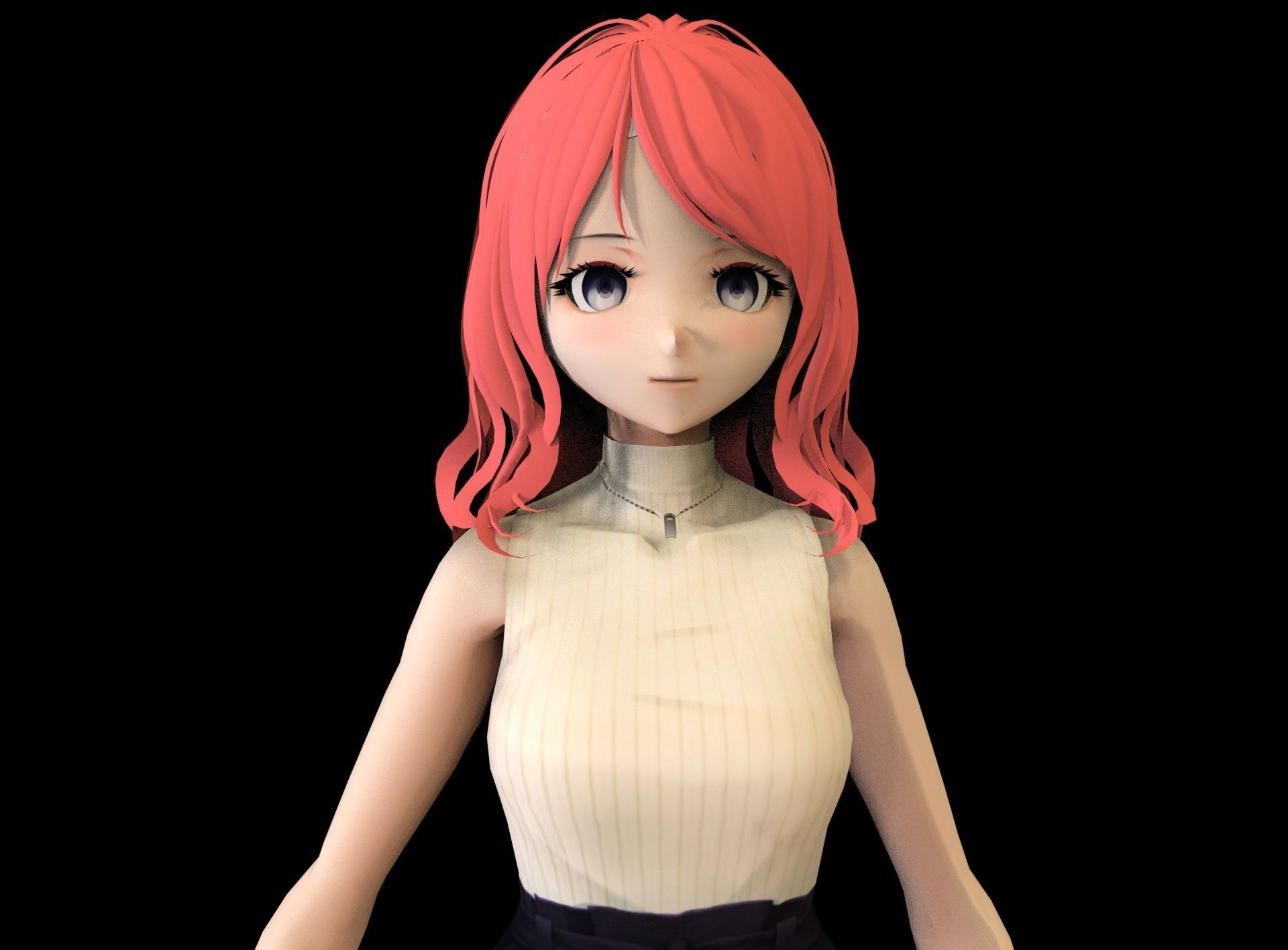 Anime Girl Low Poly Character 17 Low-poly 3D model_1