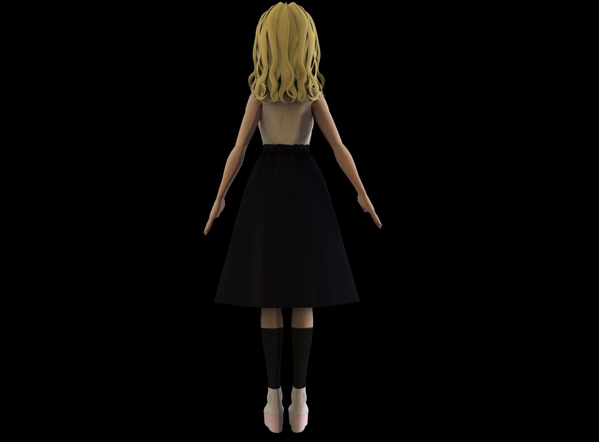 Anime Girl Low Poly Character 17 Low-poly 3D model_5