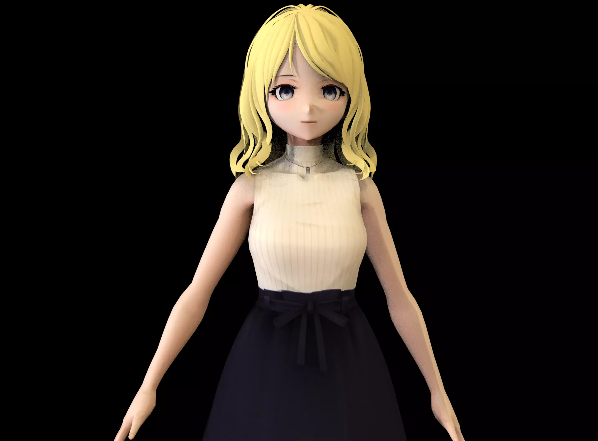 Anime Girl Low Poly Character 17 Low-poly 3D model_0