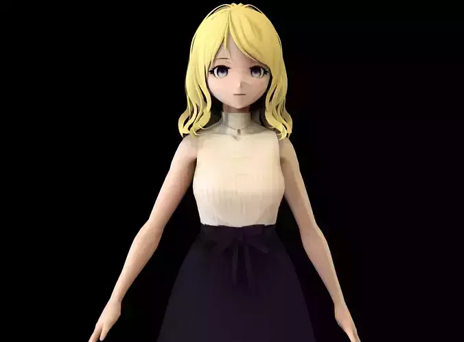 Anime Girl Low Poly Character 17 Low-poly 3D model