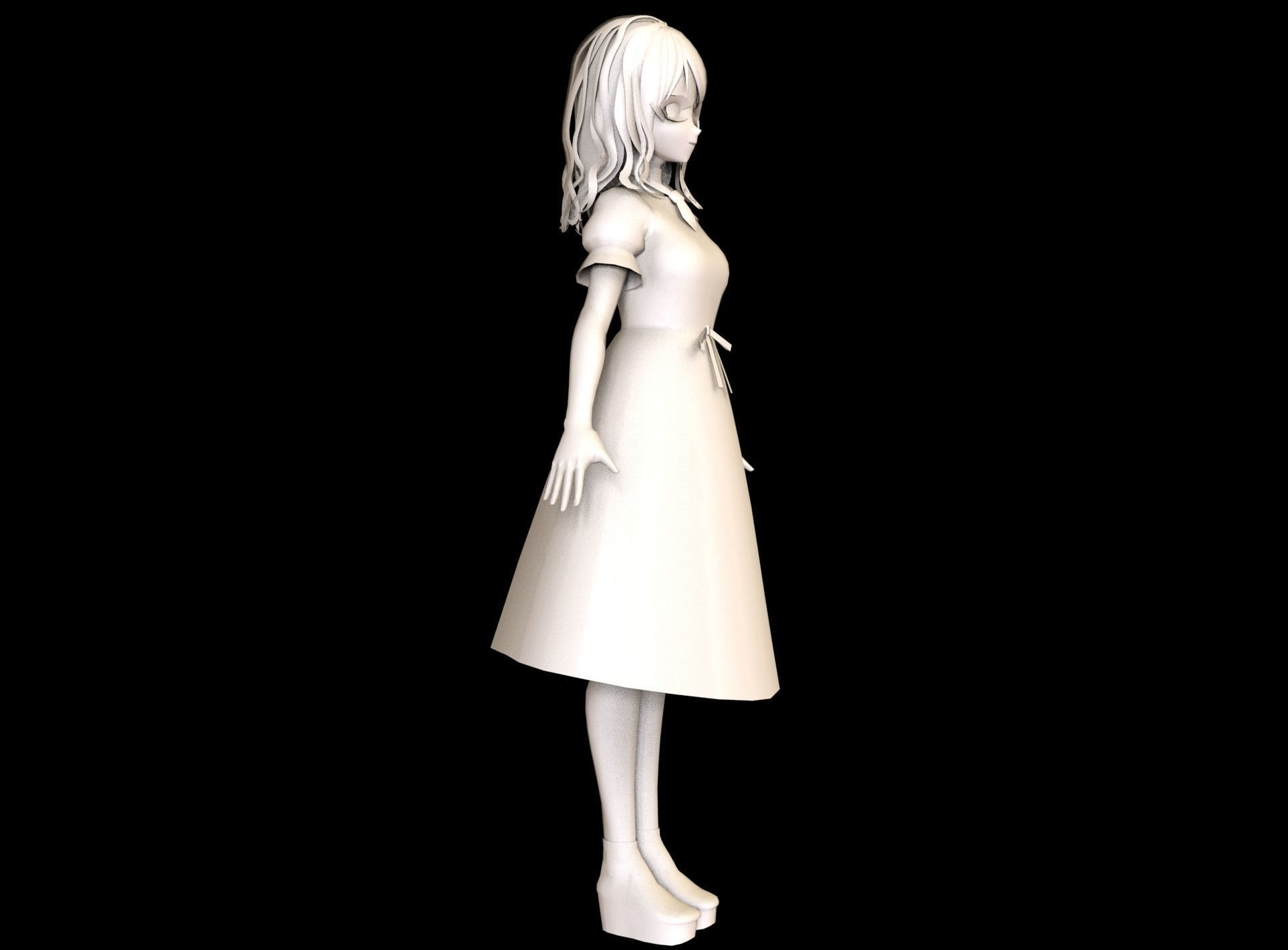 Anime Girl Low Poly Character 17 Low-poly 3D model_8
