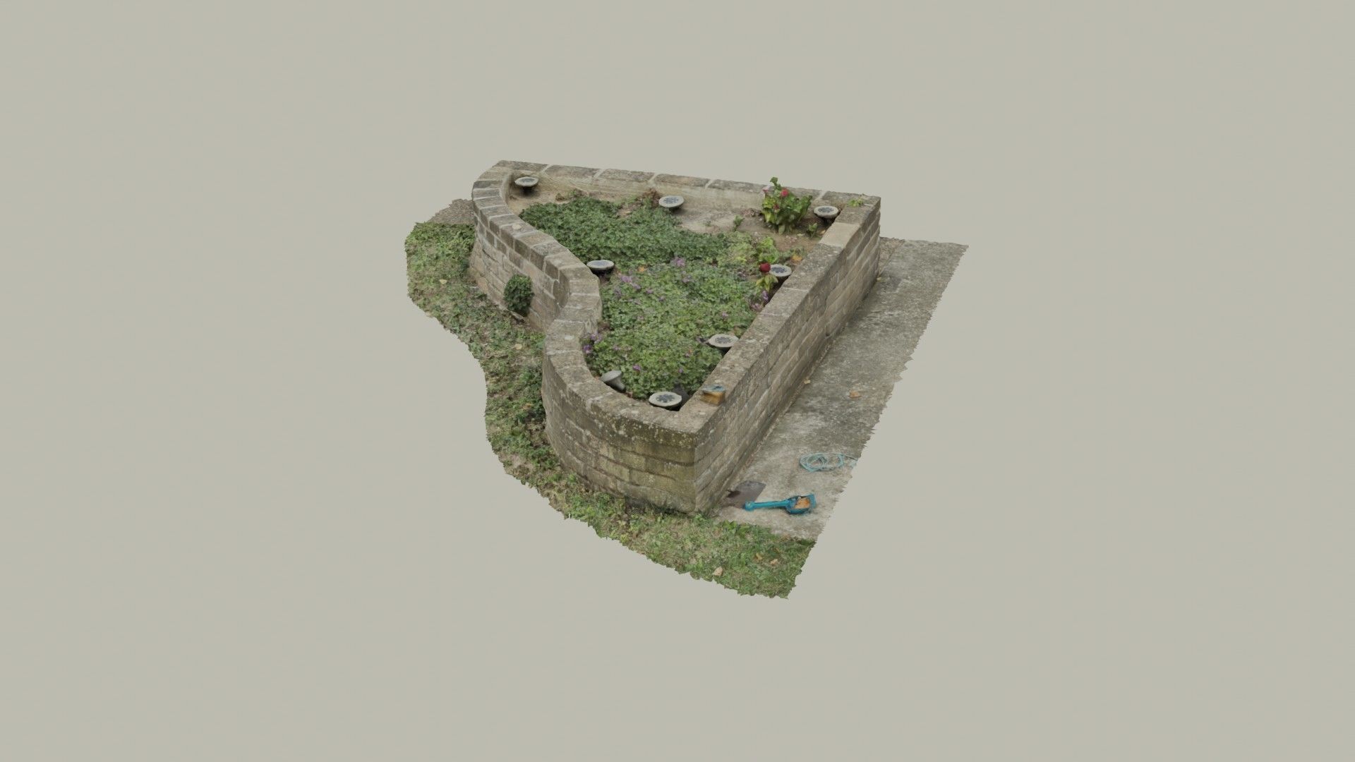 Flowerbed angle curved garden decoration SCANNED MODEL 3D model_8