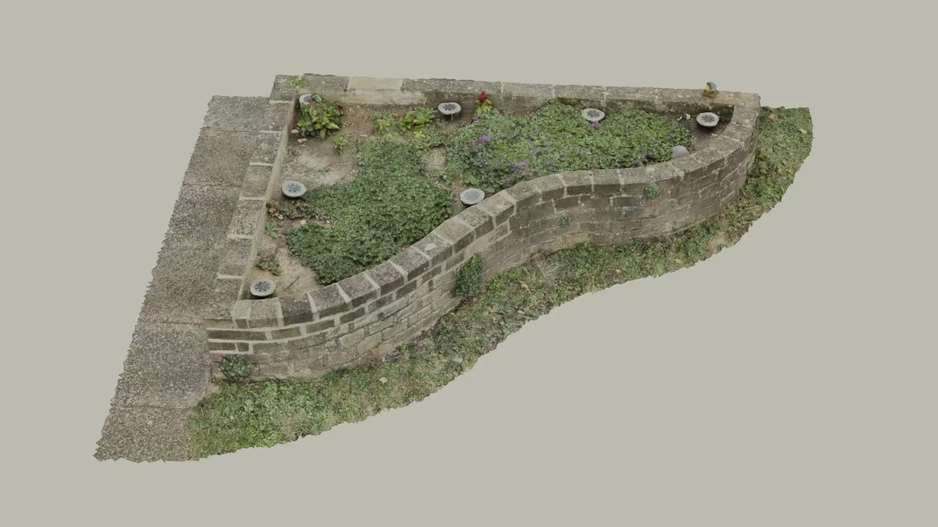 Flowerbed angle curved garden decoration SCANNED MODEL 3D model_0