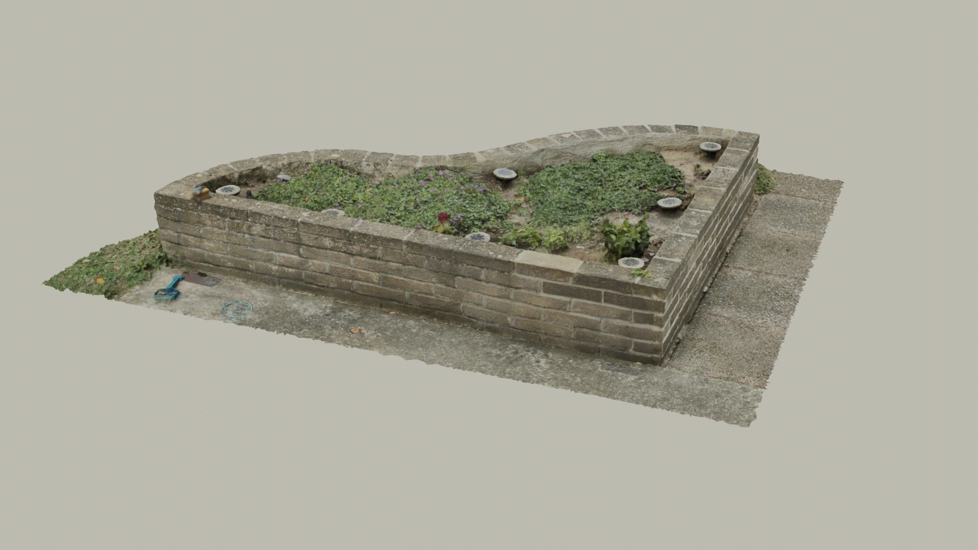 Flowerbed angle curved garden decoration SCANNED MODEL 3D model_31