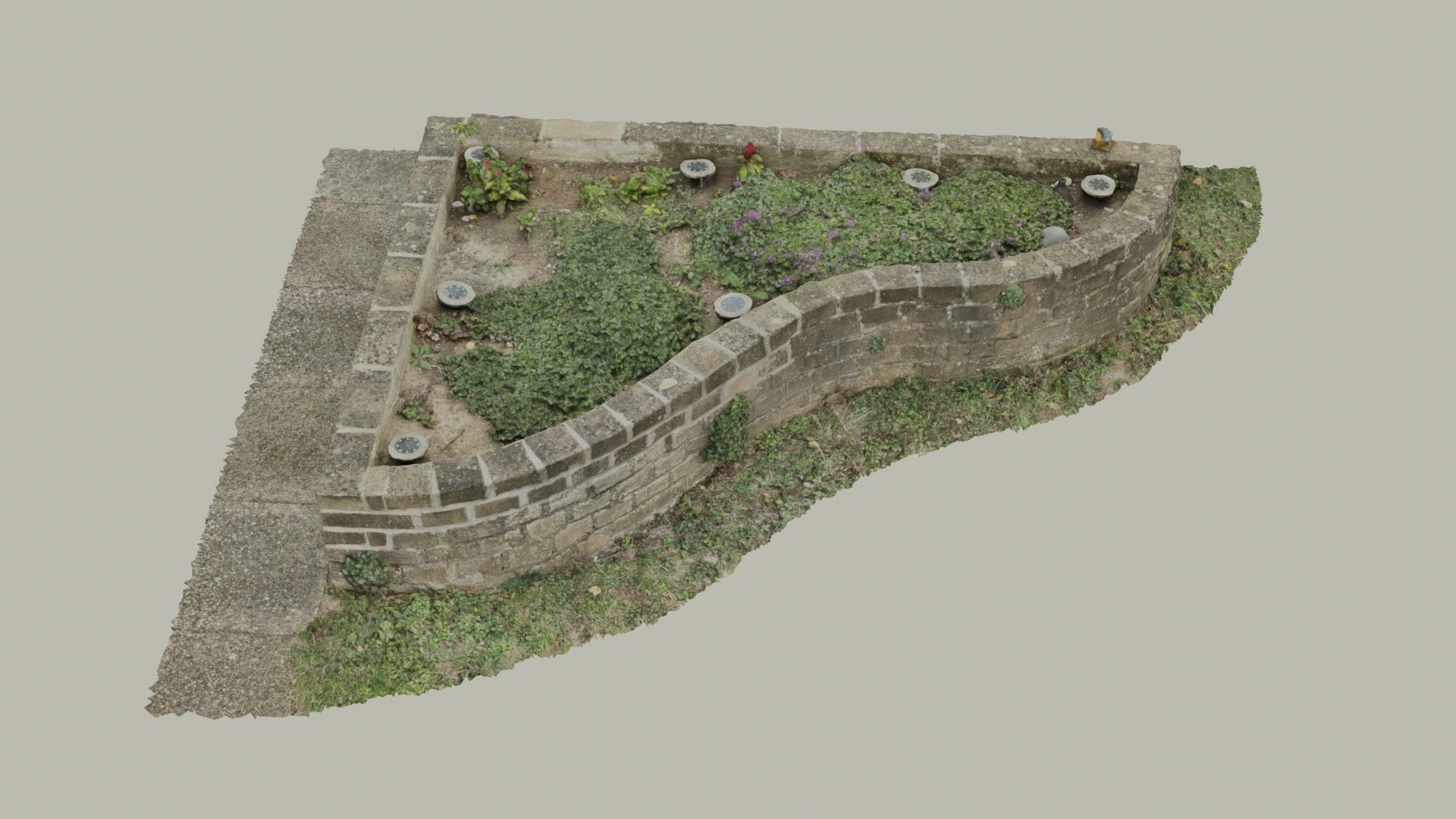 Flowerbed angle curved garden decoration SCANNED MODEL 3D model_15