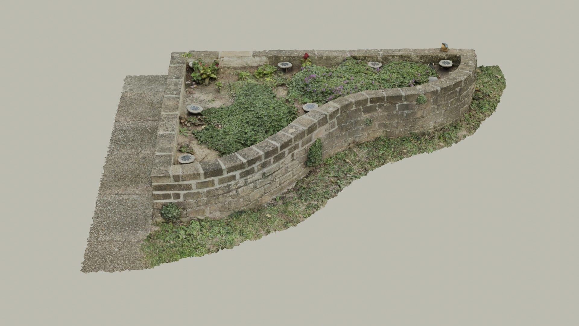 Flowerbed angle curved garden decoration SCANNED MODEL 3D model_23