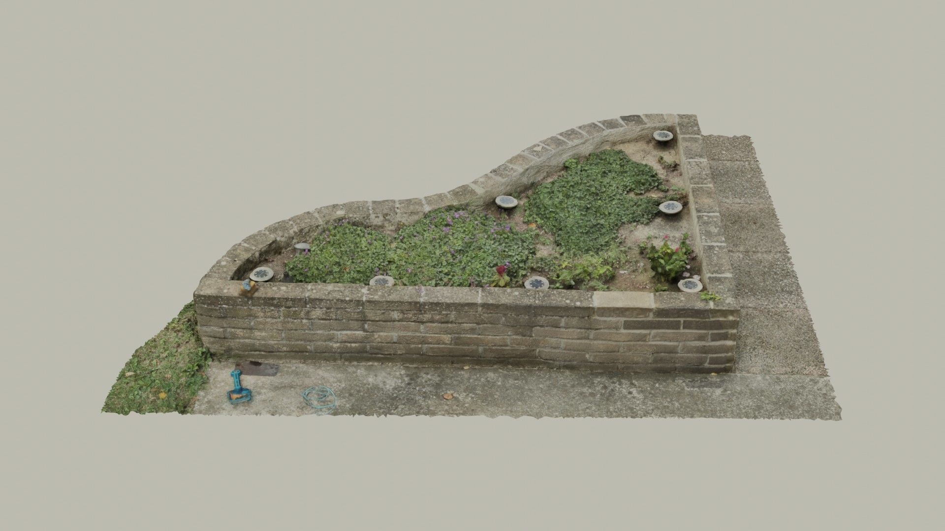 Flowerbed angle curved garden decoration SCANNED MODEL 3D model_57