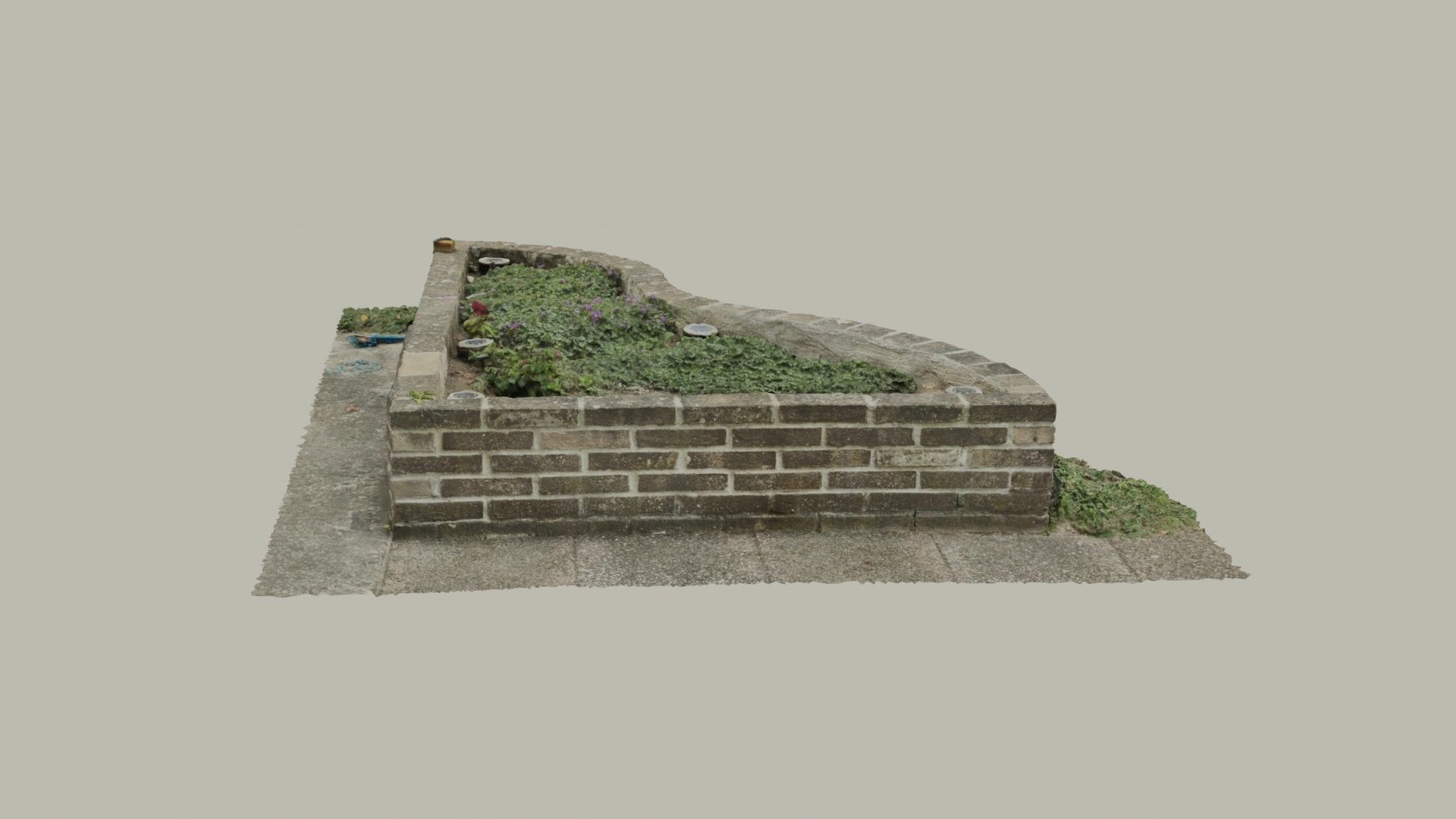 Flowerbed angle curved garden decoration SCANNED MODEL 3D model_17