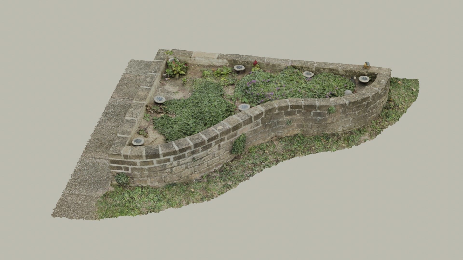 Flowerbed angle curved garden decoration SCANNED MODEL 3D model_14