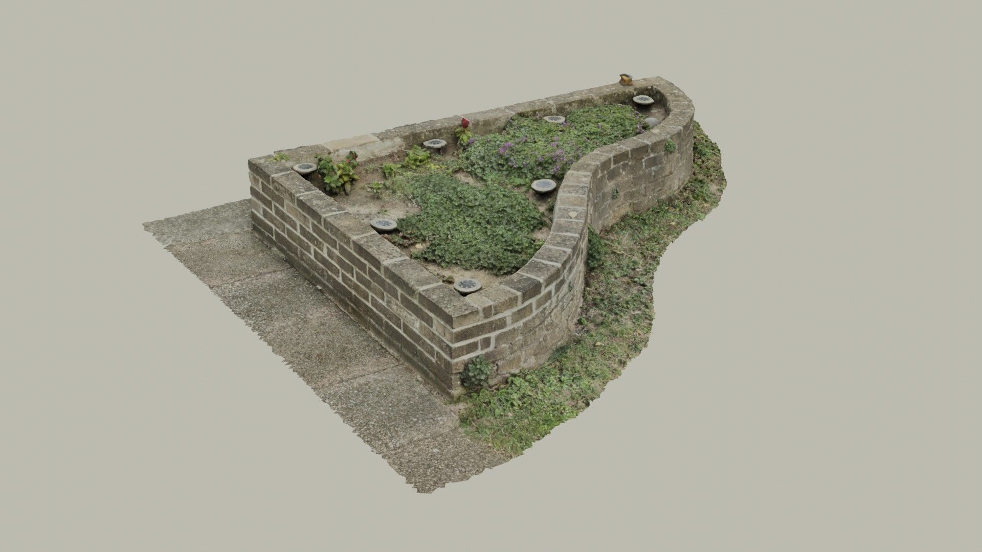 Flowerbed angle curved garden decoration SCANNED MODEL 3D model_21